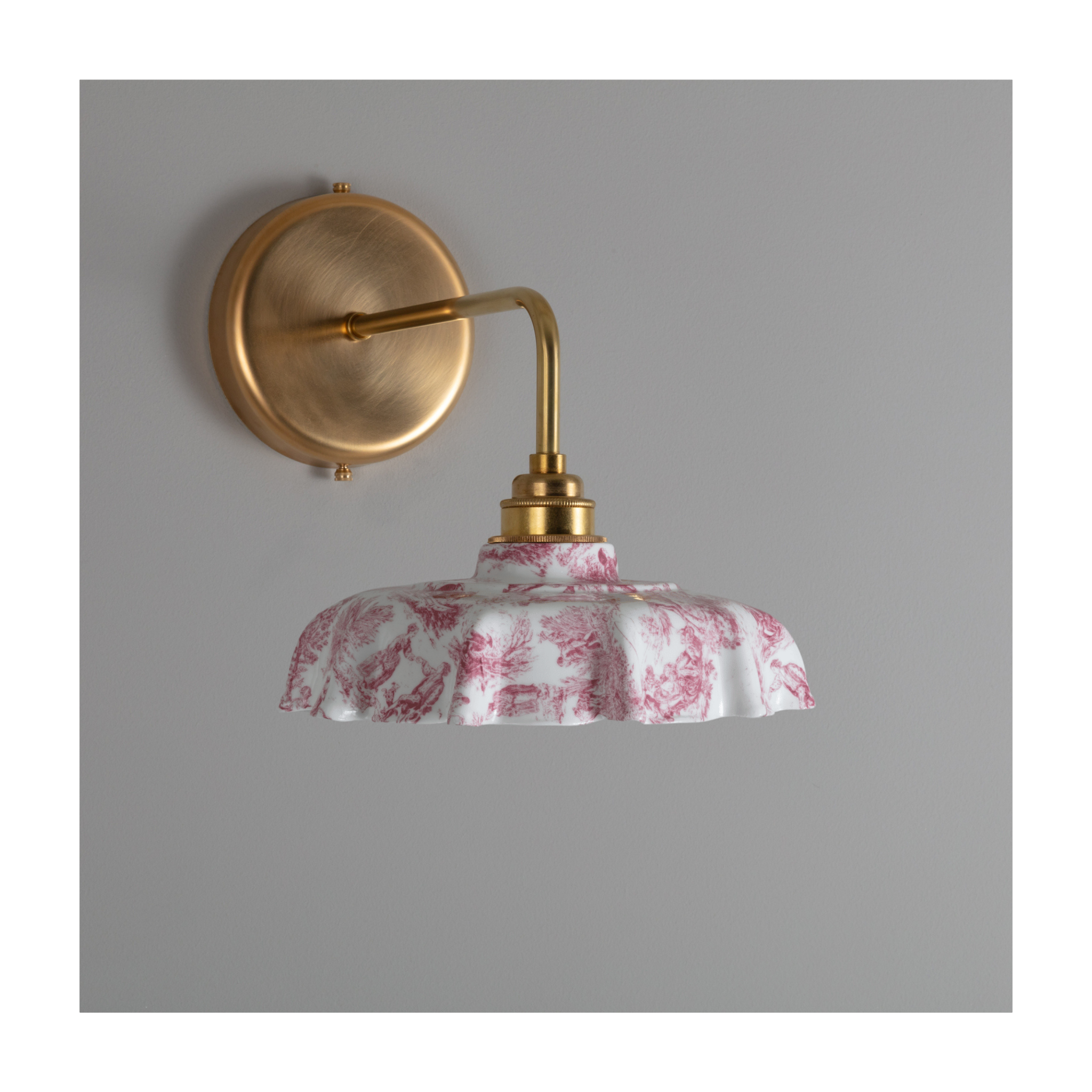 BATHROOM Claret Toile du Jouy Campbell Pattern Wall Light