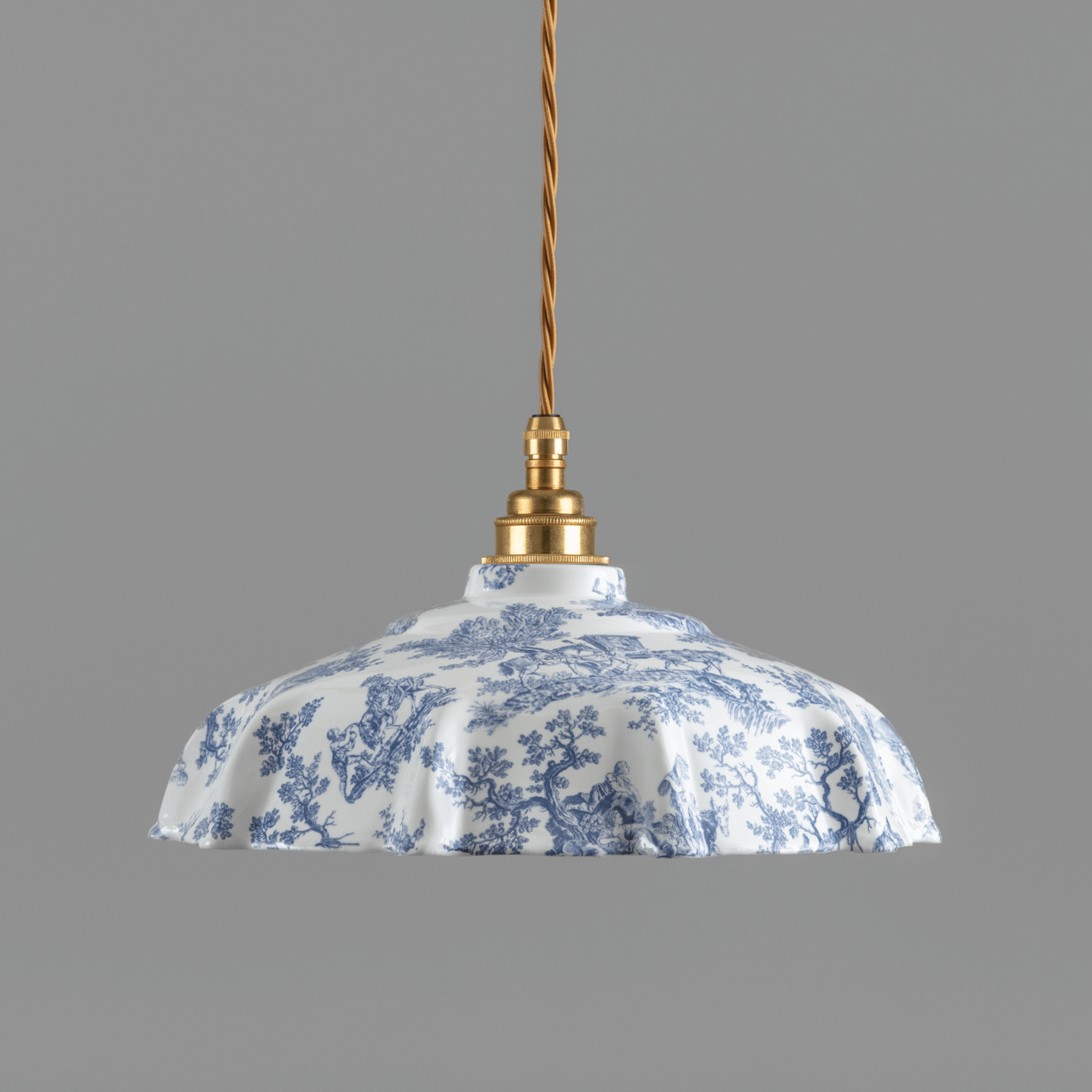 NEW Campbell Blue Toile du Jouy Pattern Pendant