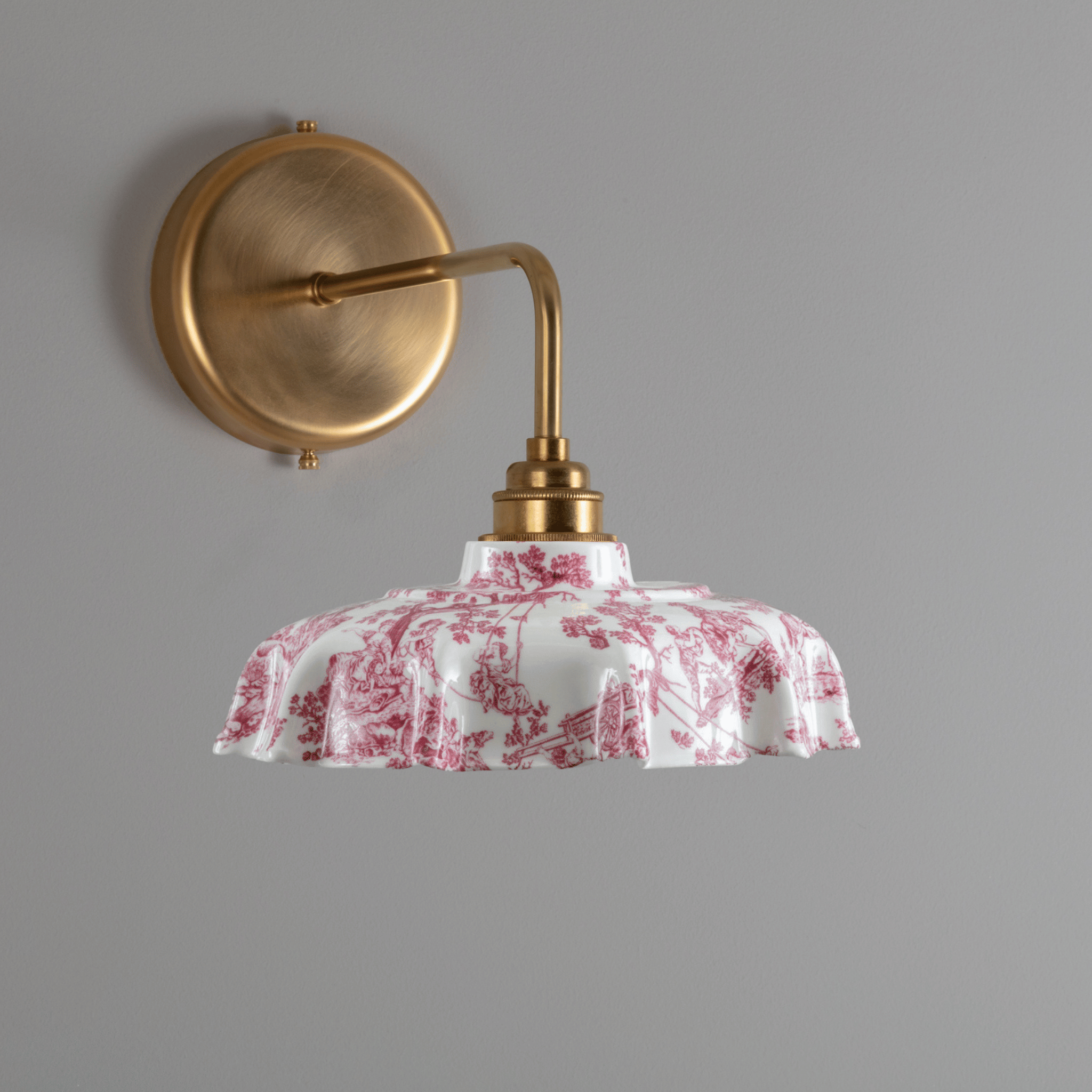 Campbell Claret Toile du Jouy Pattern Wall Light