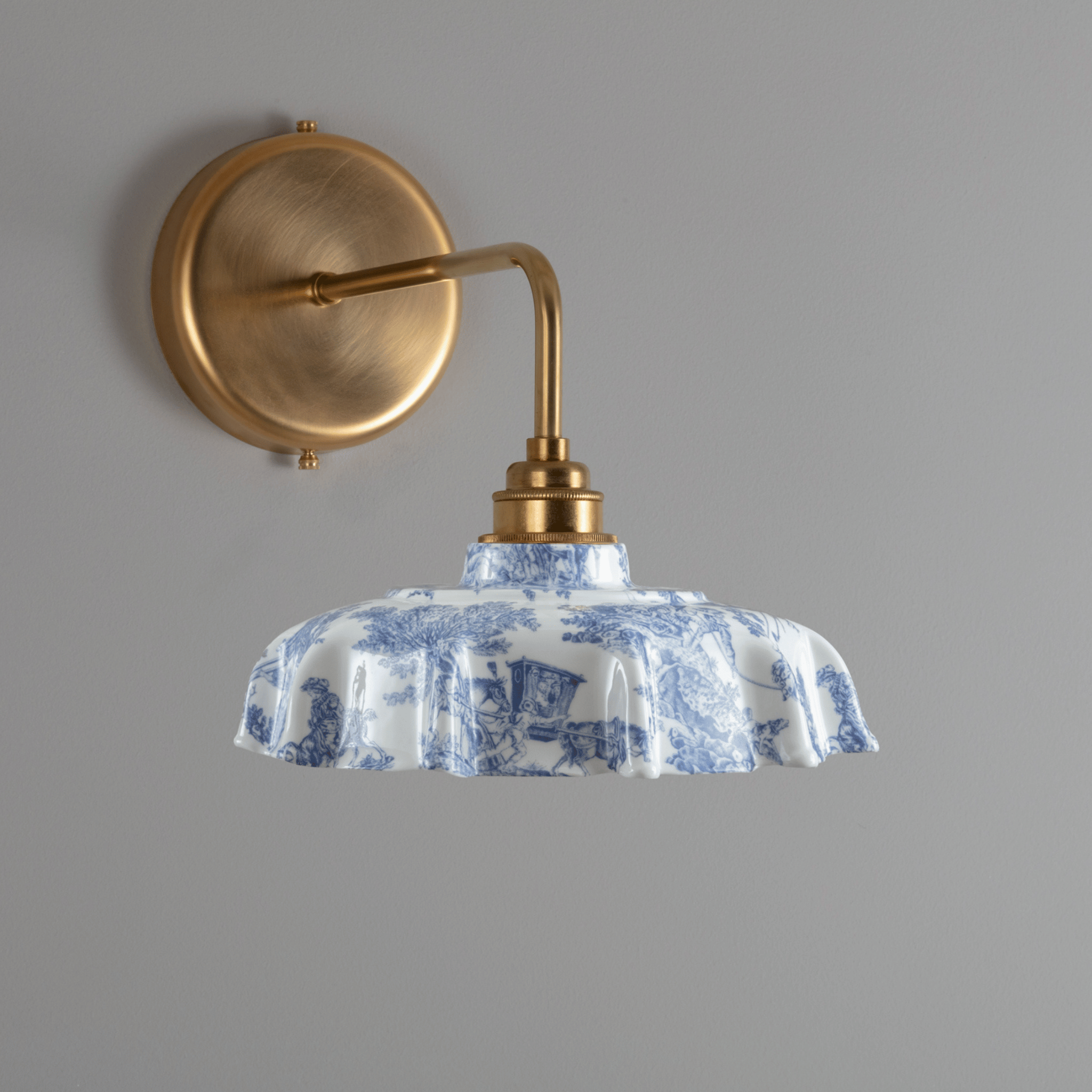 Campbell Blue Toile du Jouy Pattern Wall Light