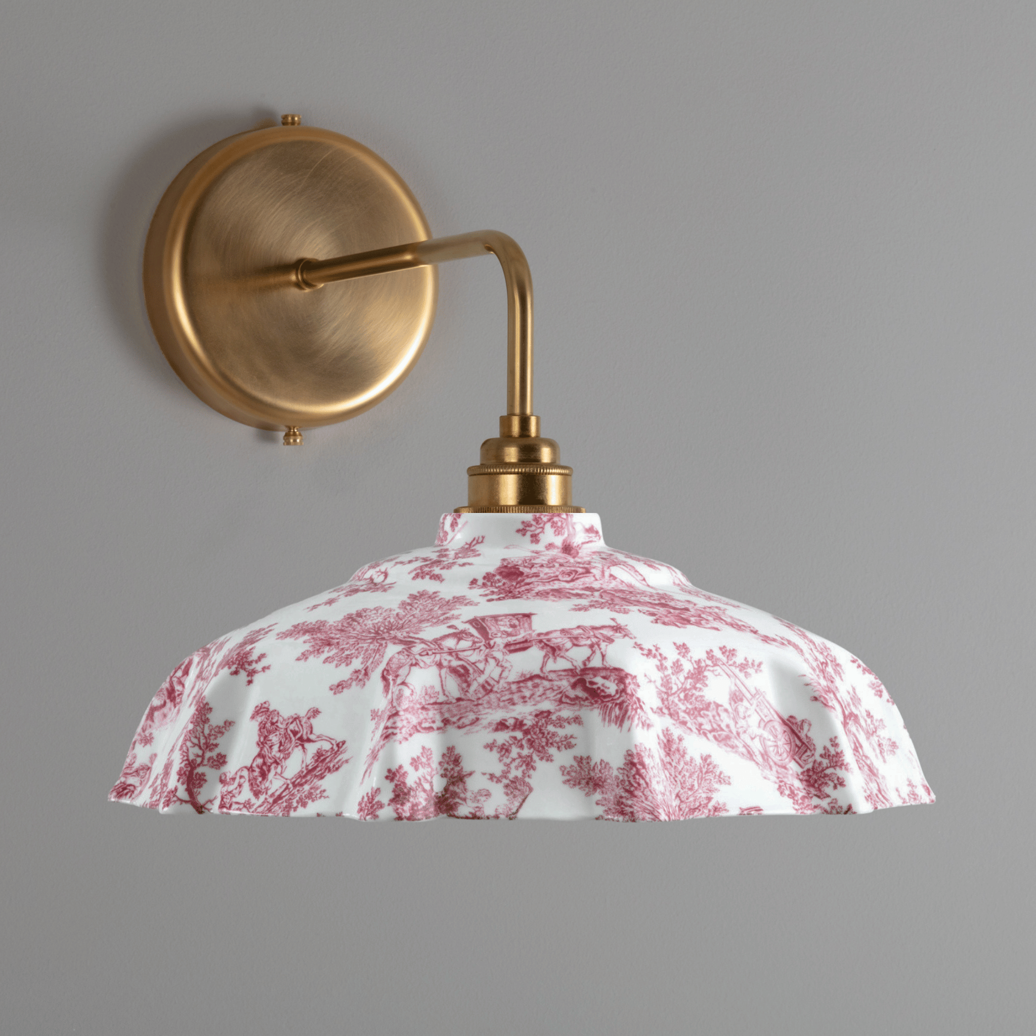 Campbell Claret Toile du Jouy Pattern Wall Light