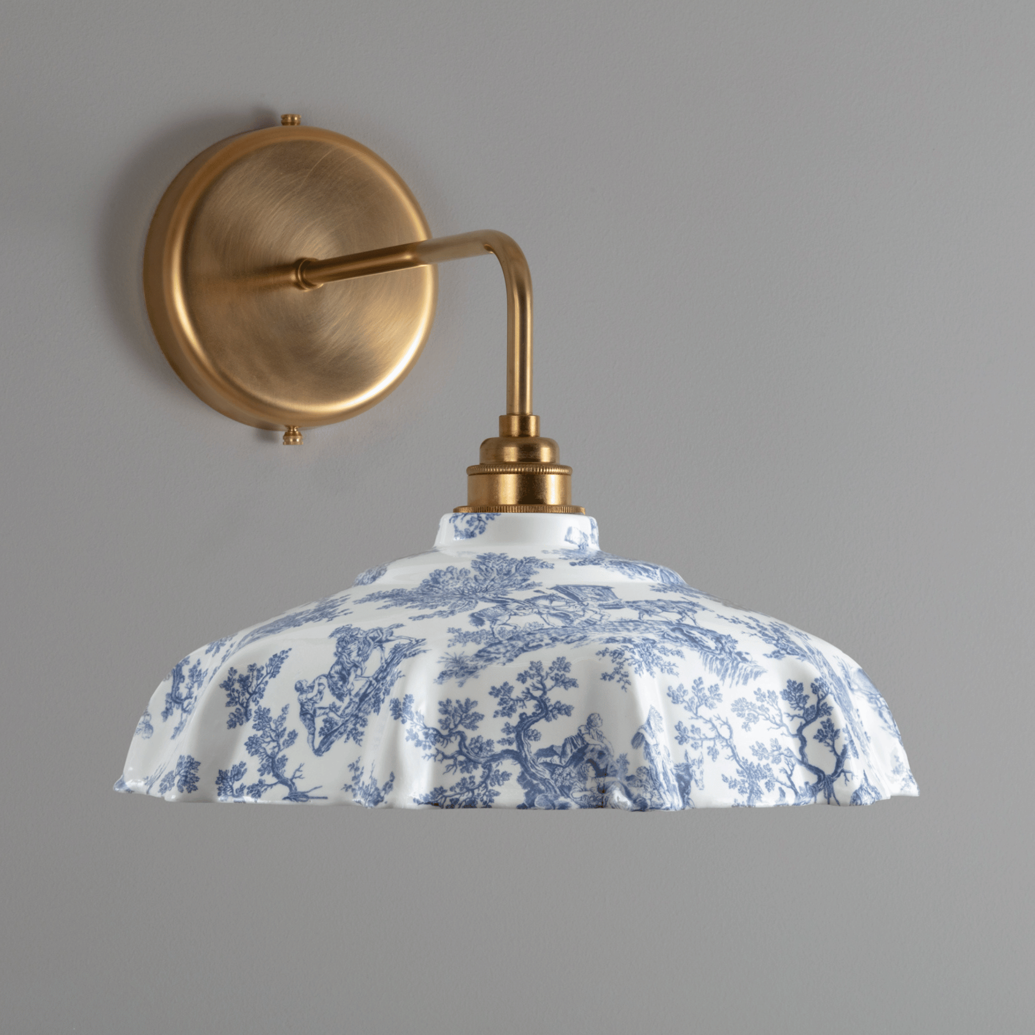 Campbell Blue Toile du Jouy Pattern Wall Light