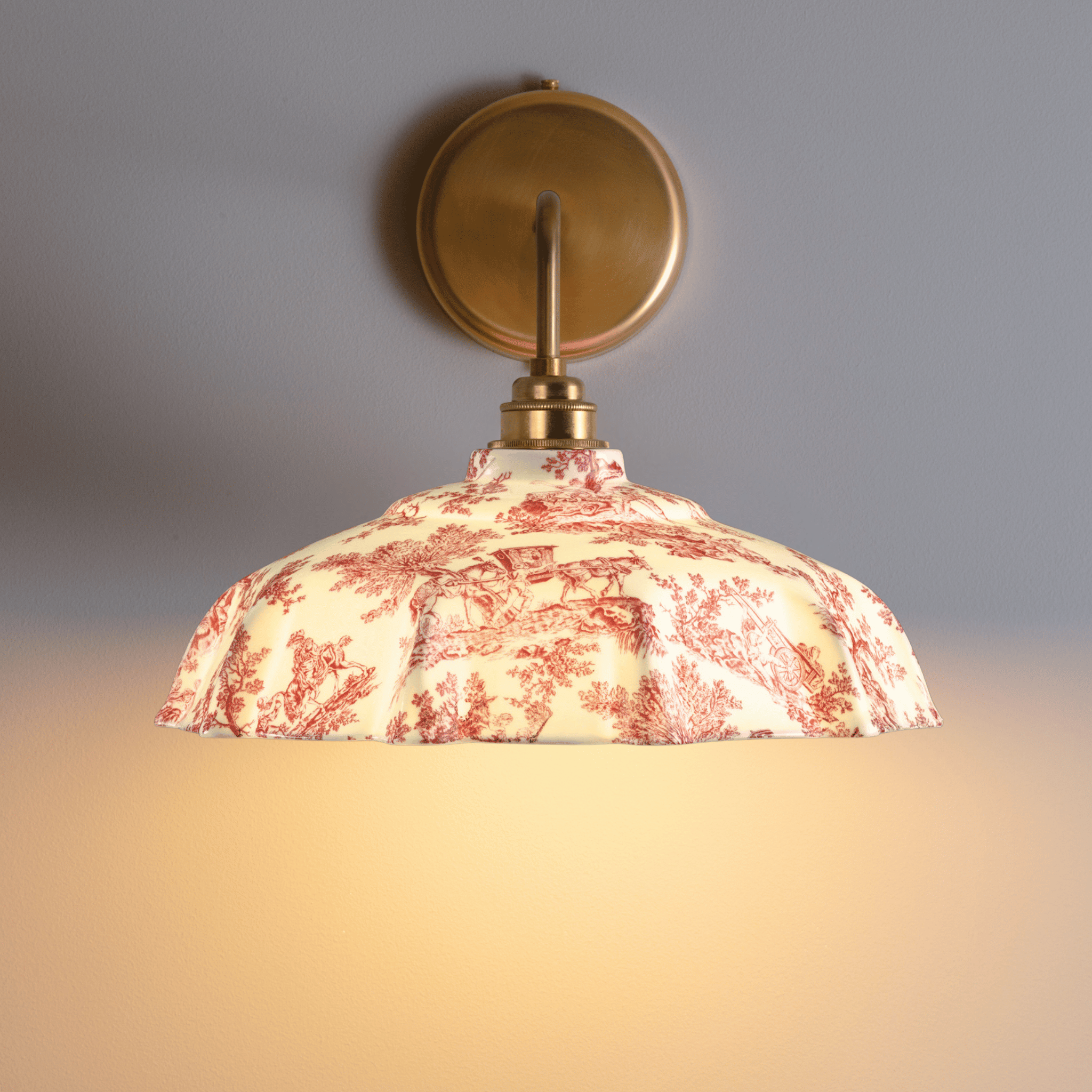 Campbell Claret Toile du Jouy Pattern Wall Light