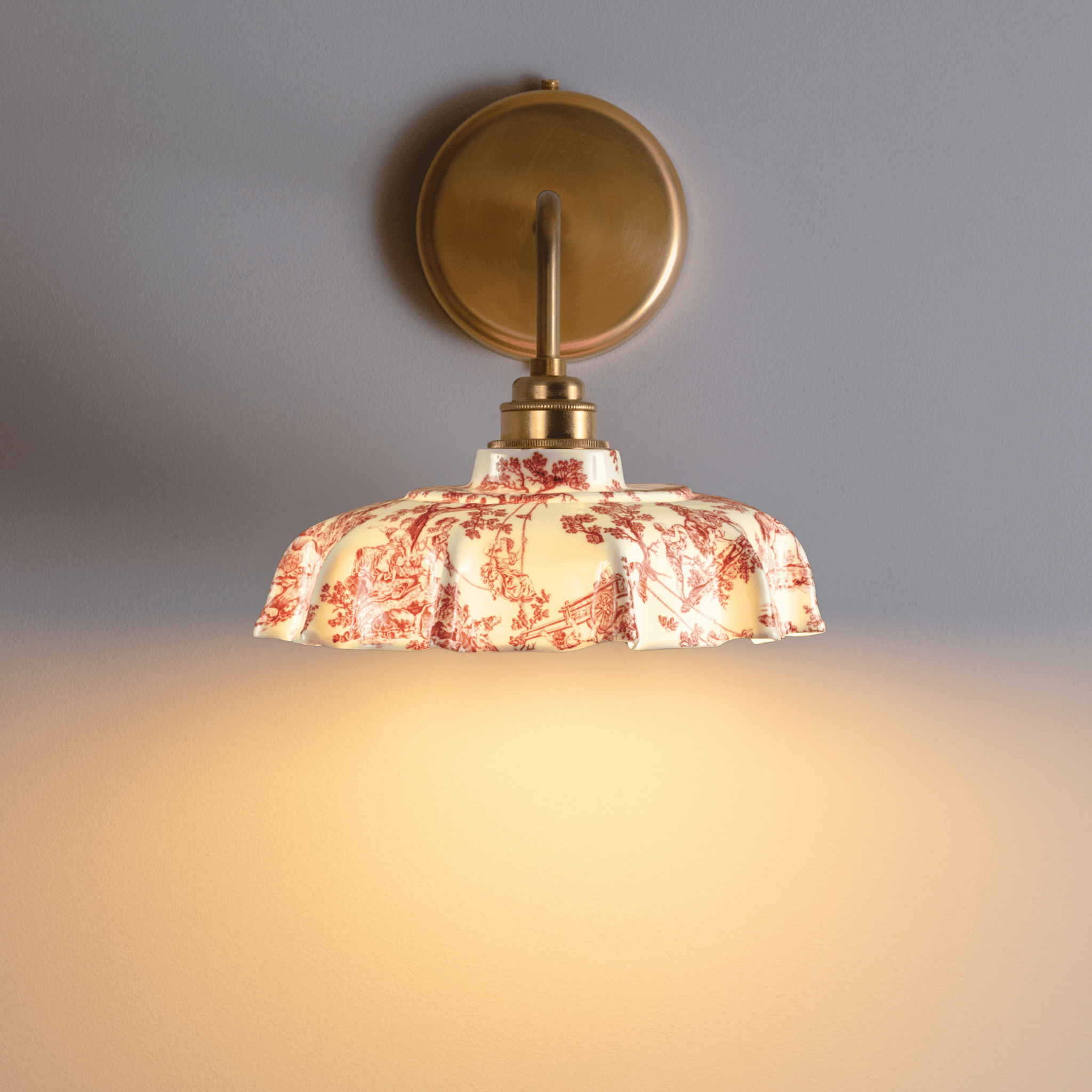 Campbell Claret Toile du Jouy Pattern Wall Light