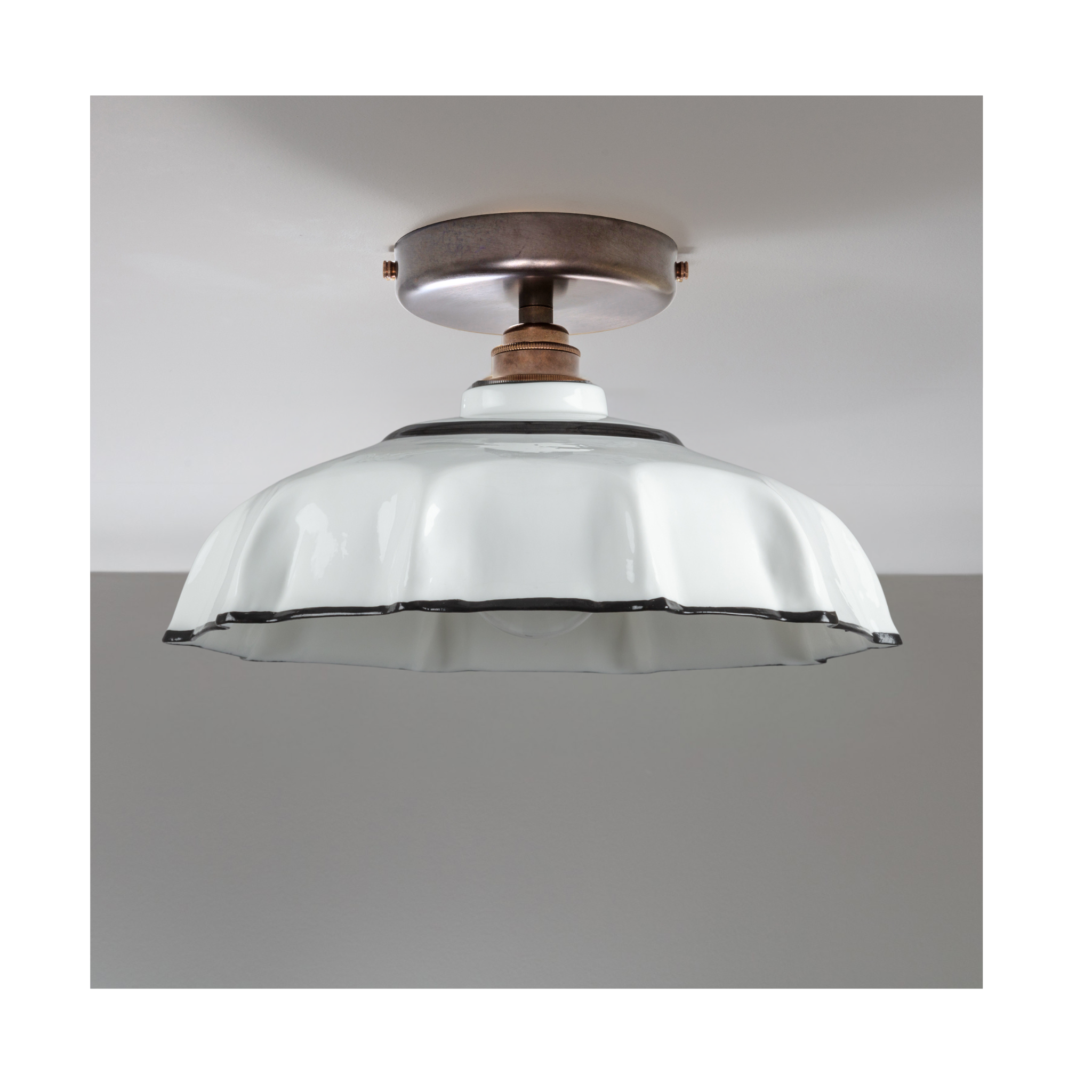 Campbell Fine Bone China Flush Mount with Black Hand-Painted Trim