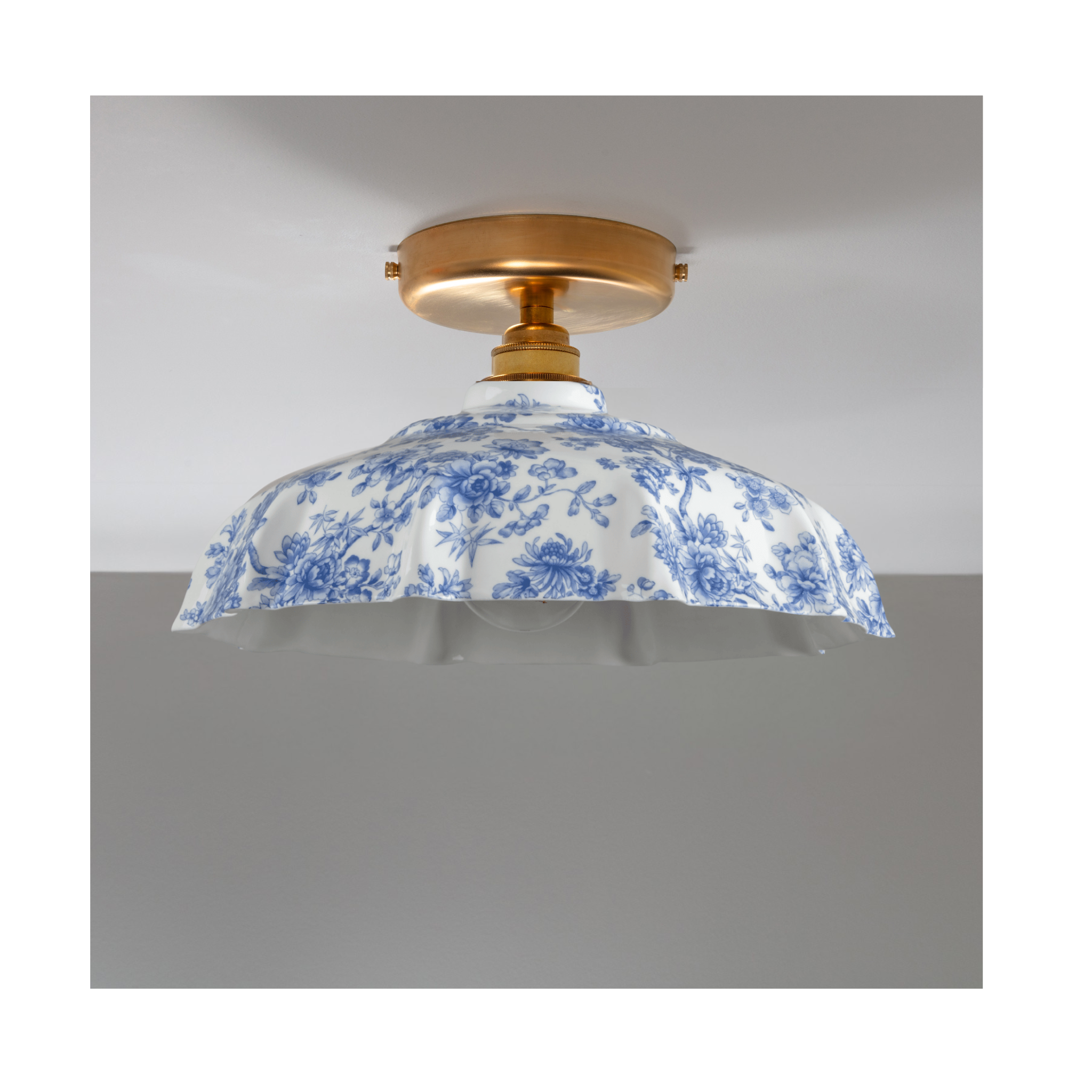BATHROOM Blue Imari Campbell Pattern Flush Mount Light