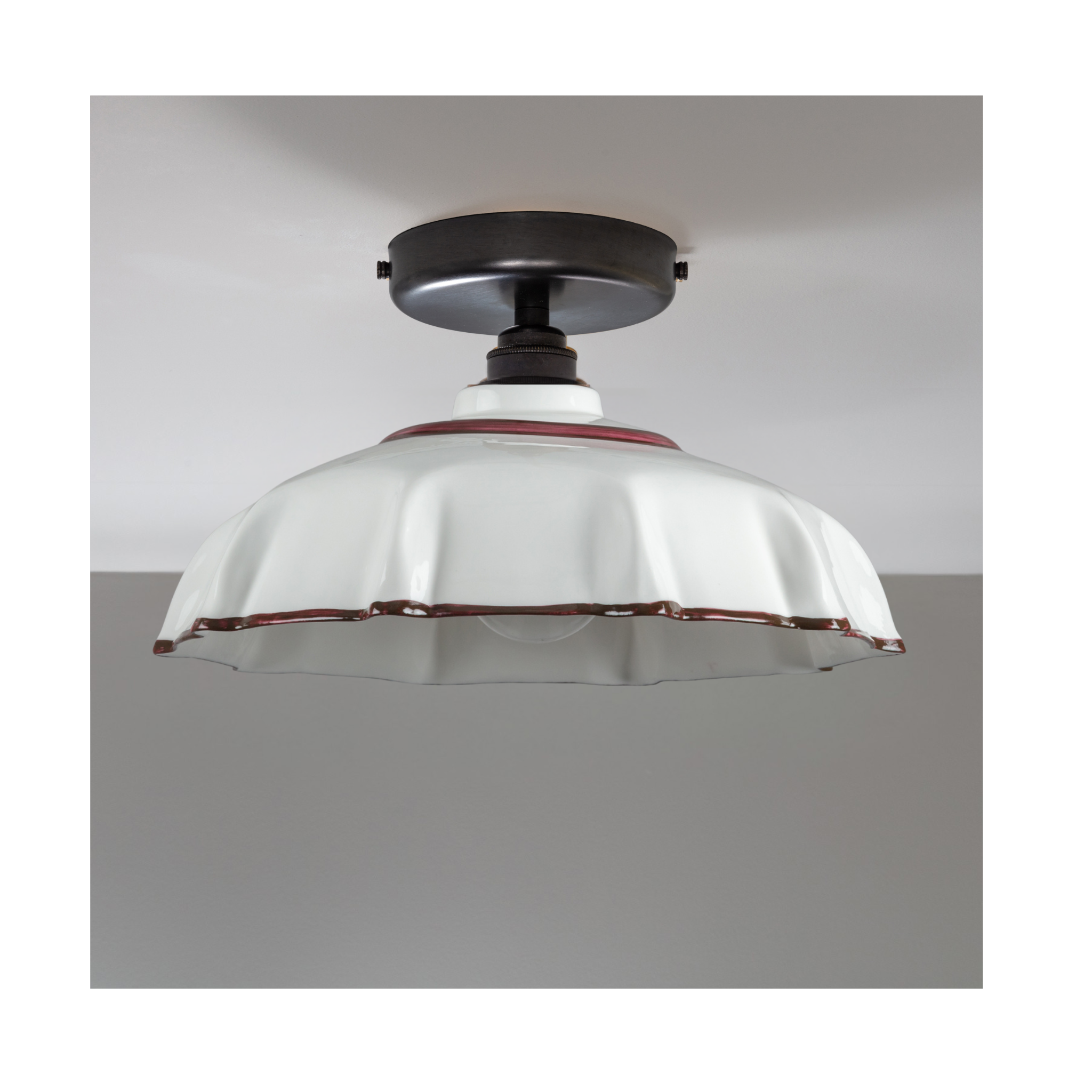 Campbell Chocolate Hand painted Trim Flush Mount Light