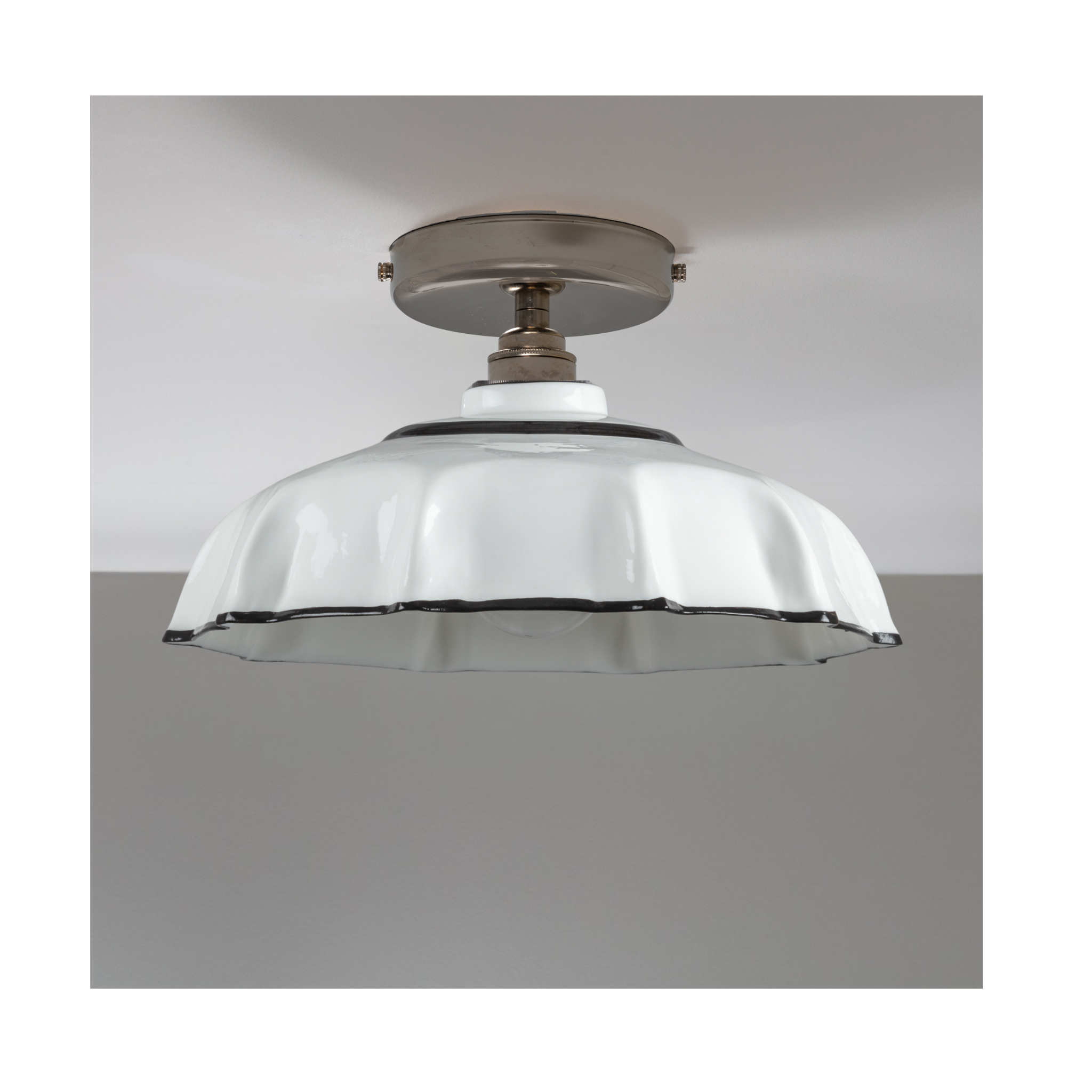 Campbell Fine Bone China Flush Mount with Black Hand-Painted Trim