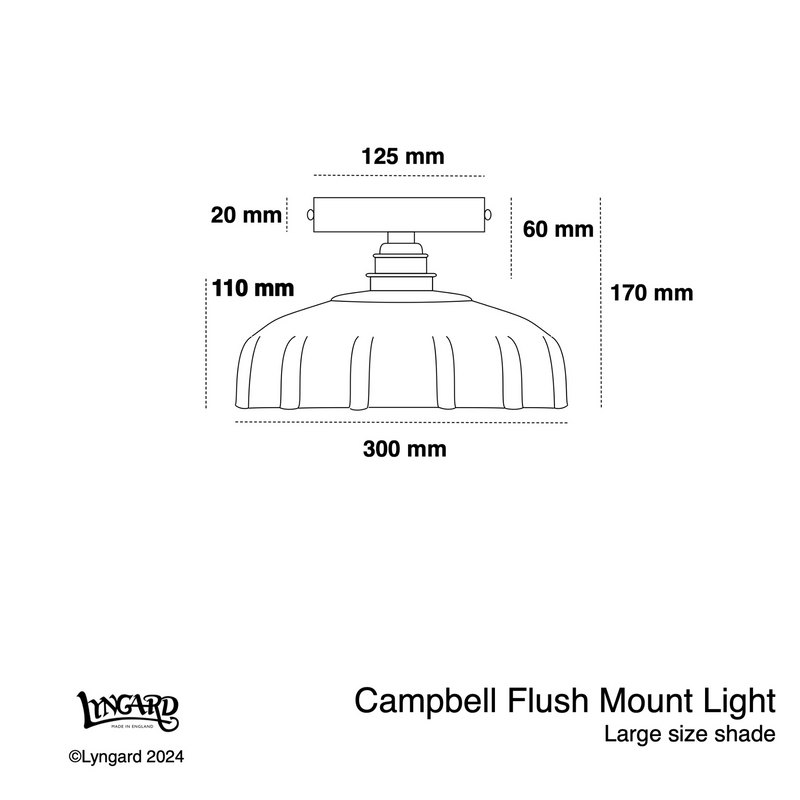Campbell Pea Green Hand painted Trim Flush Mount Light specifications
