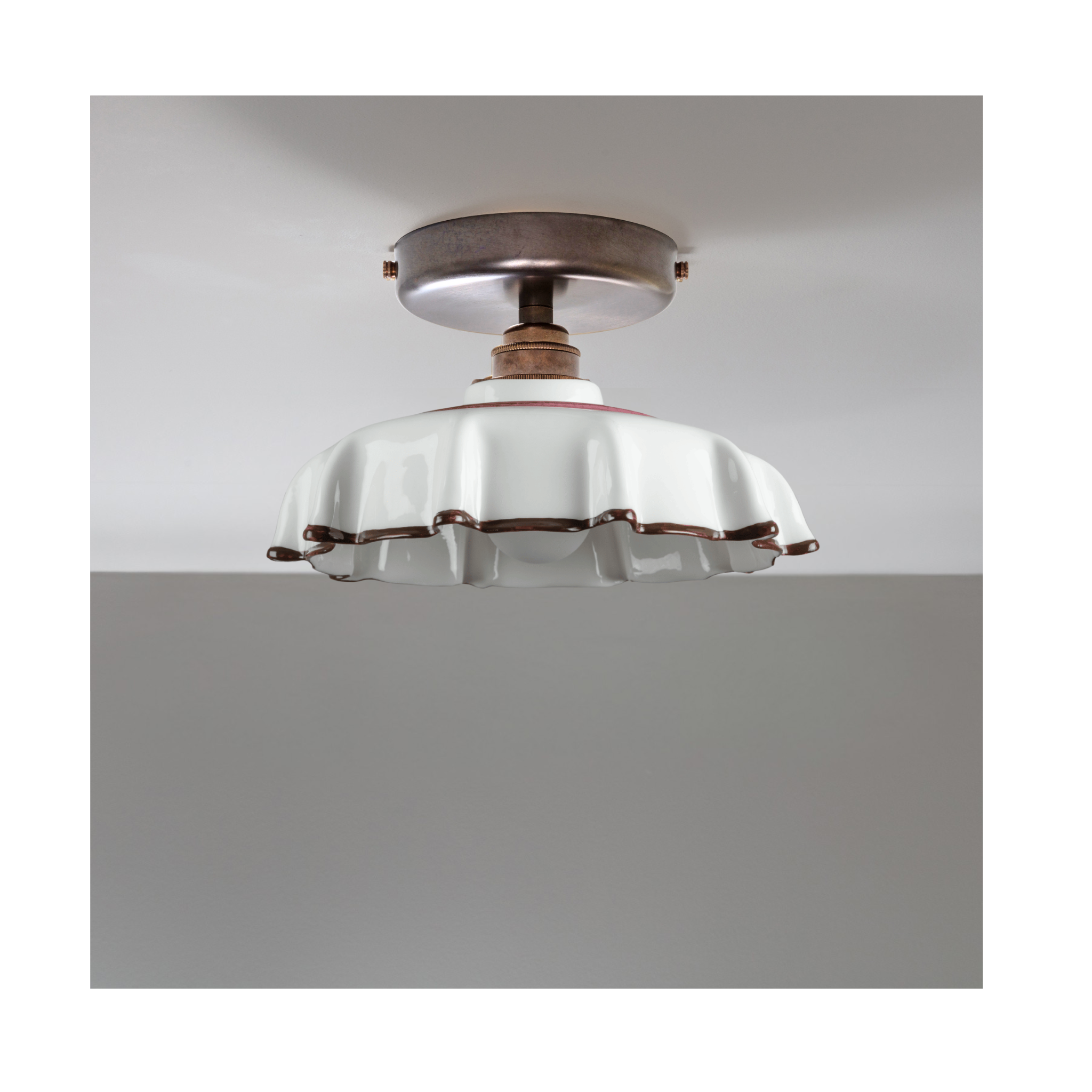 Campbell Bone China Flush Mount with Chocolate Hand-Painted Trim