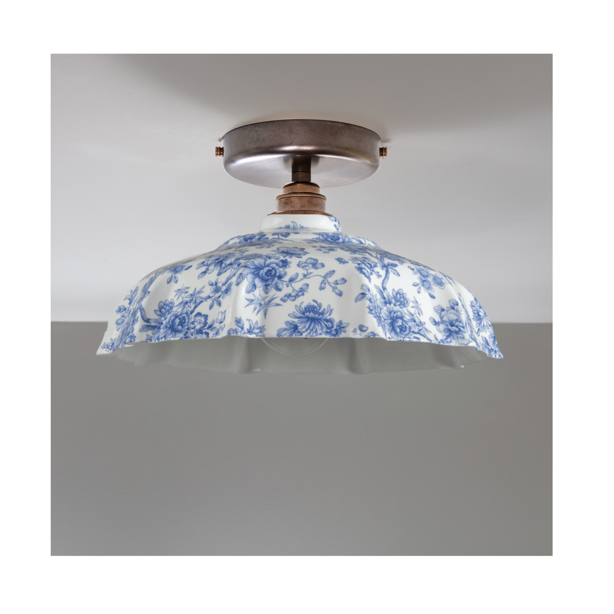 BATHROOM Blue Imari Campbell Pattern Flush Mount Light