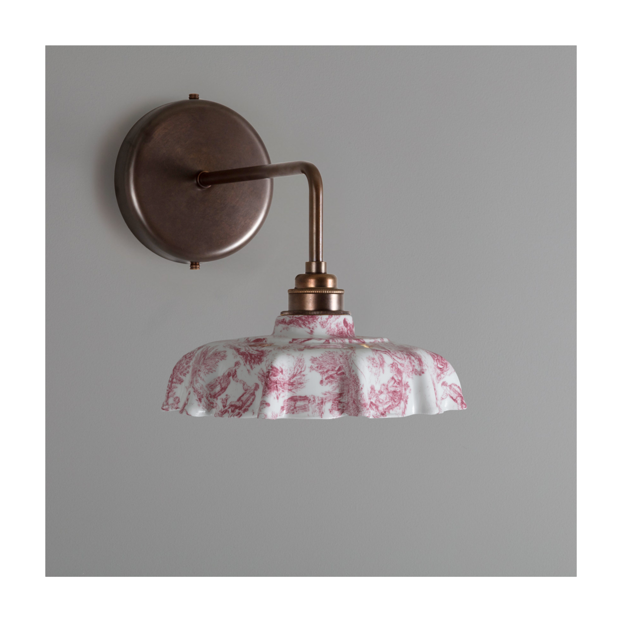 Campbell Claret Toile du Jouy Pattern Wall Light