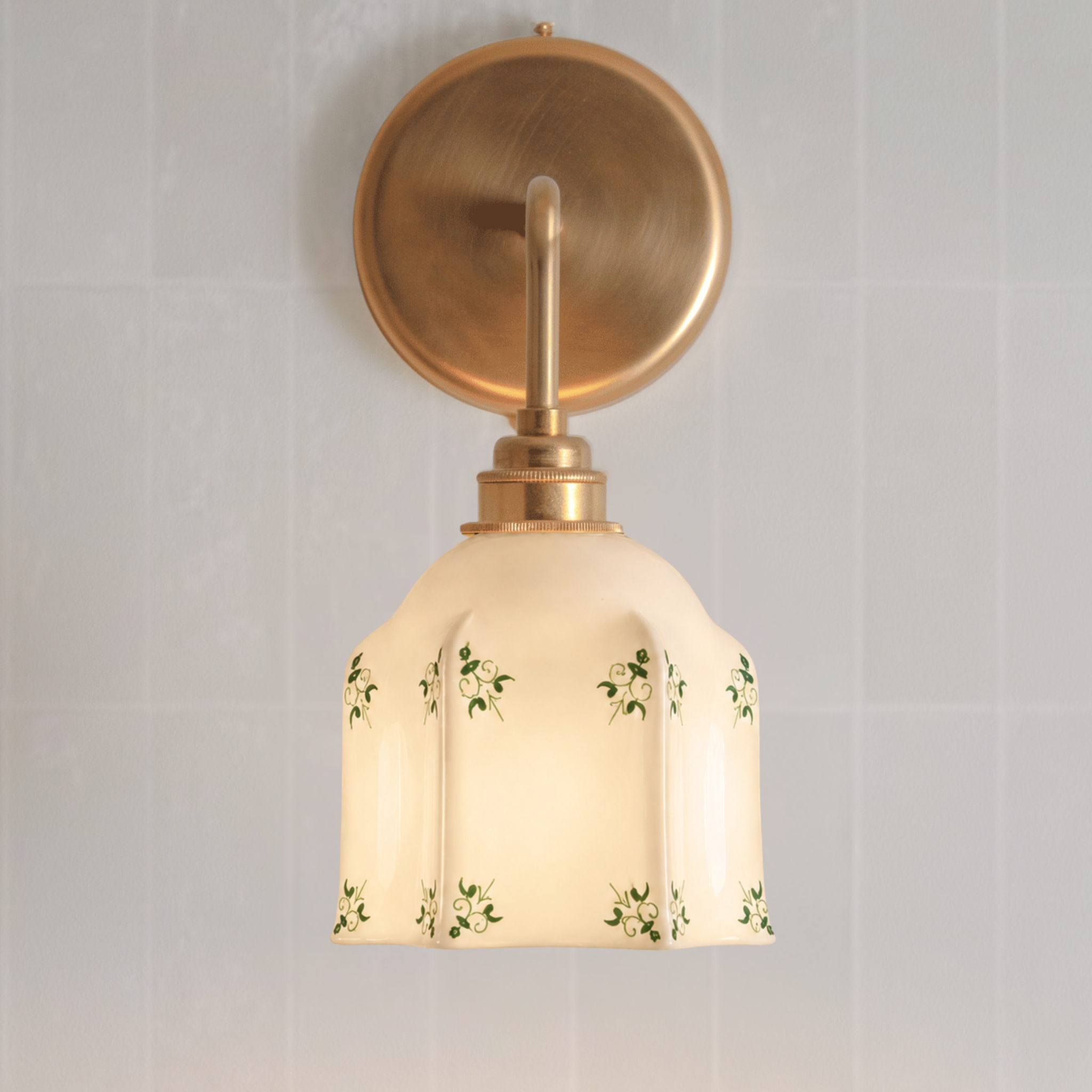 Raglan Fine Bone China Wall Light with Hand-Painted Delft Design
