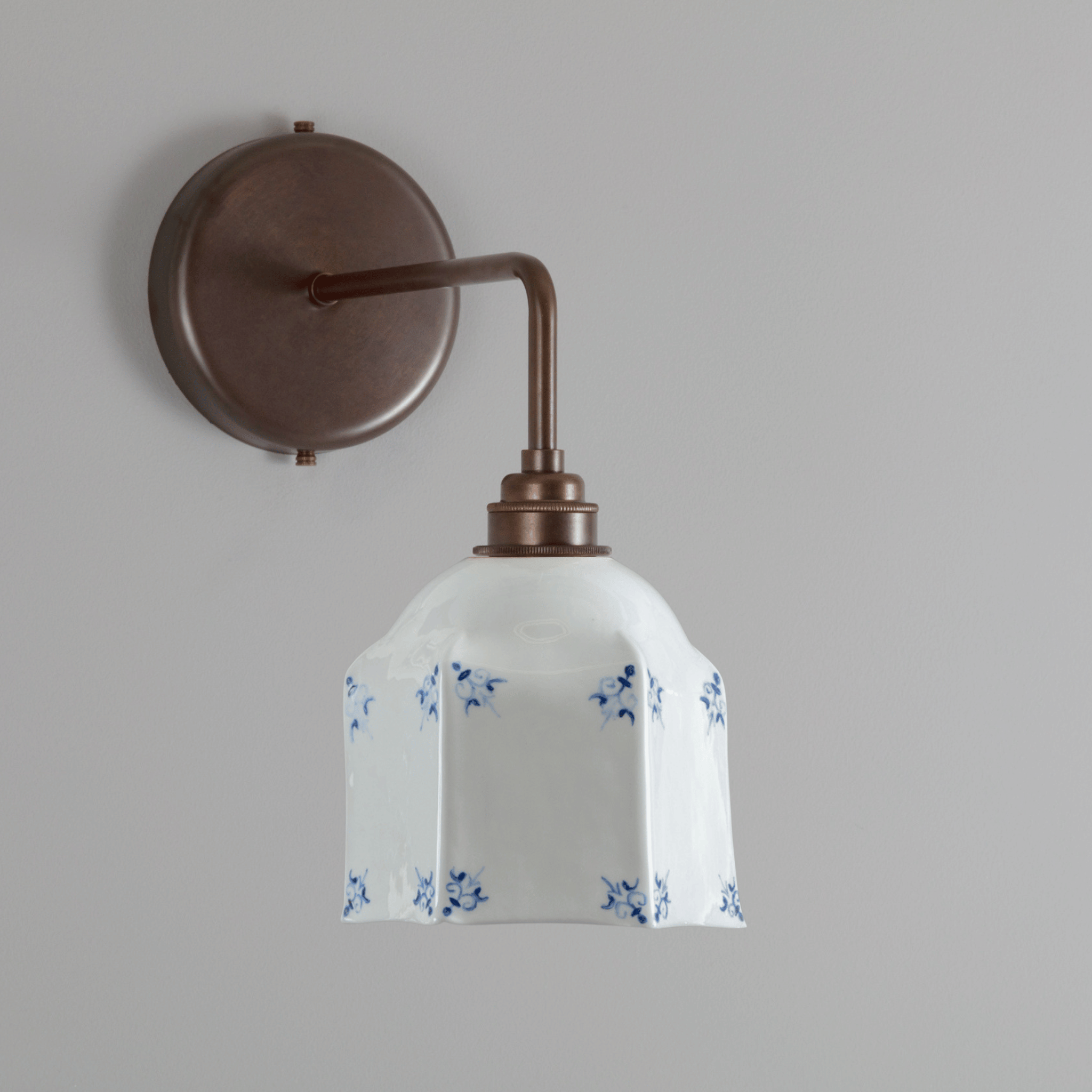 Raglan Fine Bone China Wall Light with Hand-Painted Delft Design