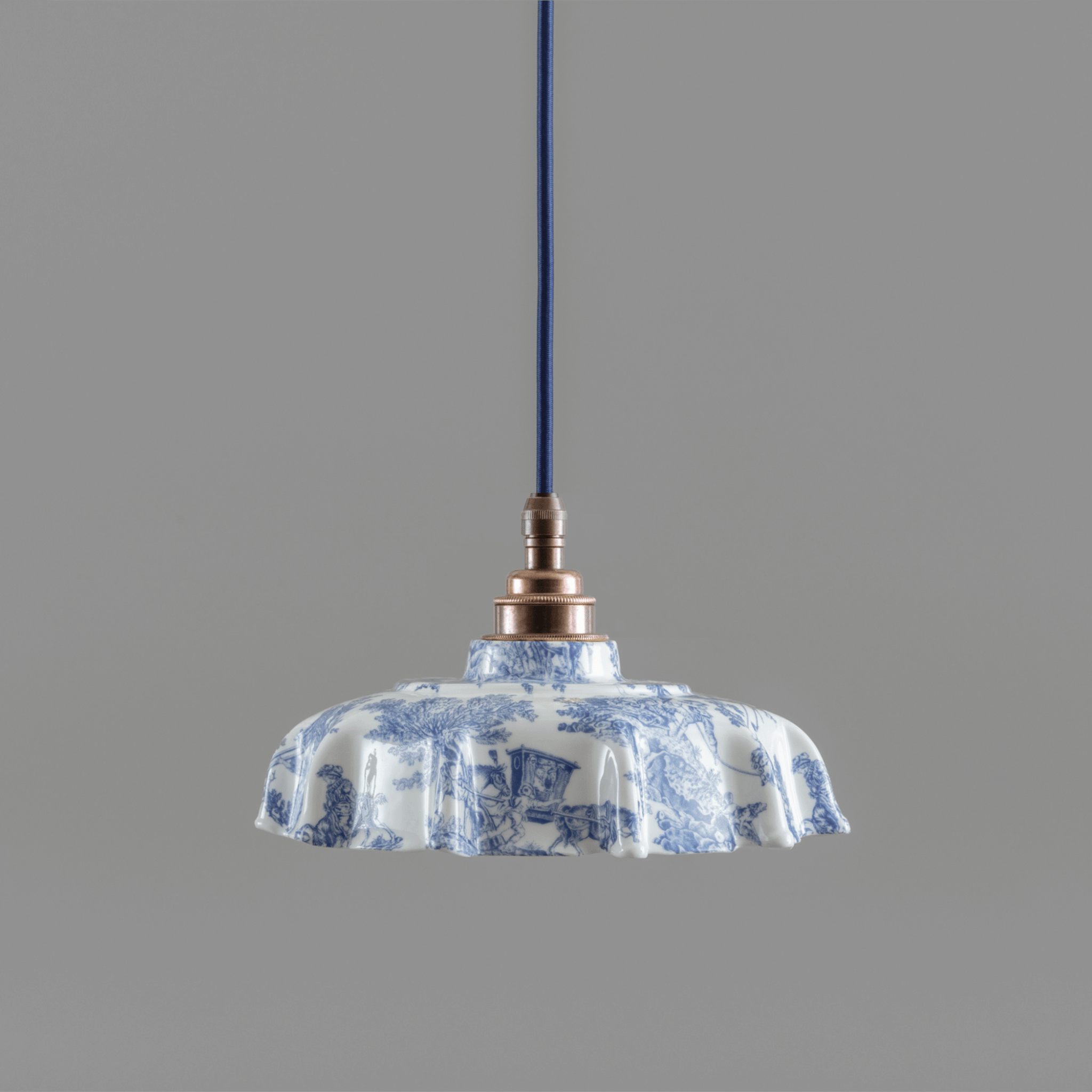 NEW Campbell Blue Toile du Jouy Pattern Pendant