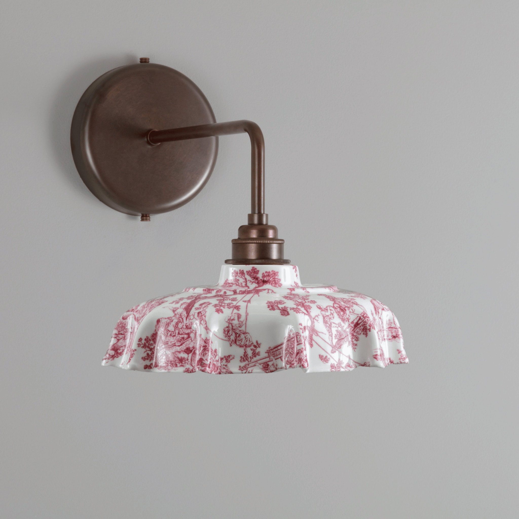 Campbell Claret Toile du Jouy Pattern Wall Light