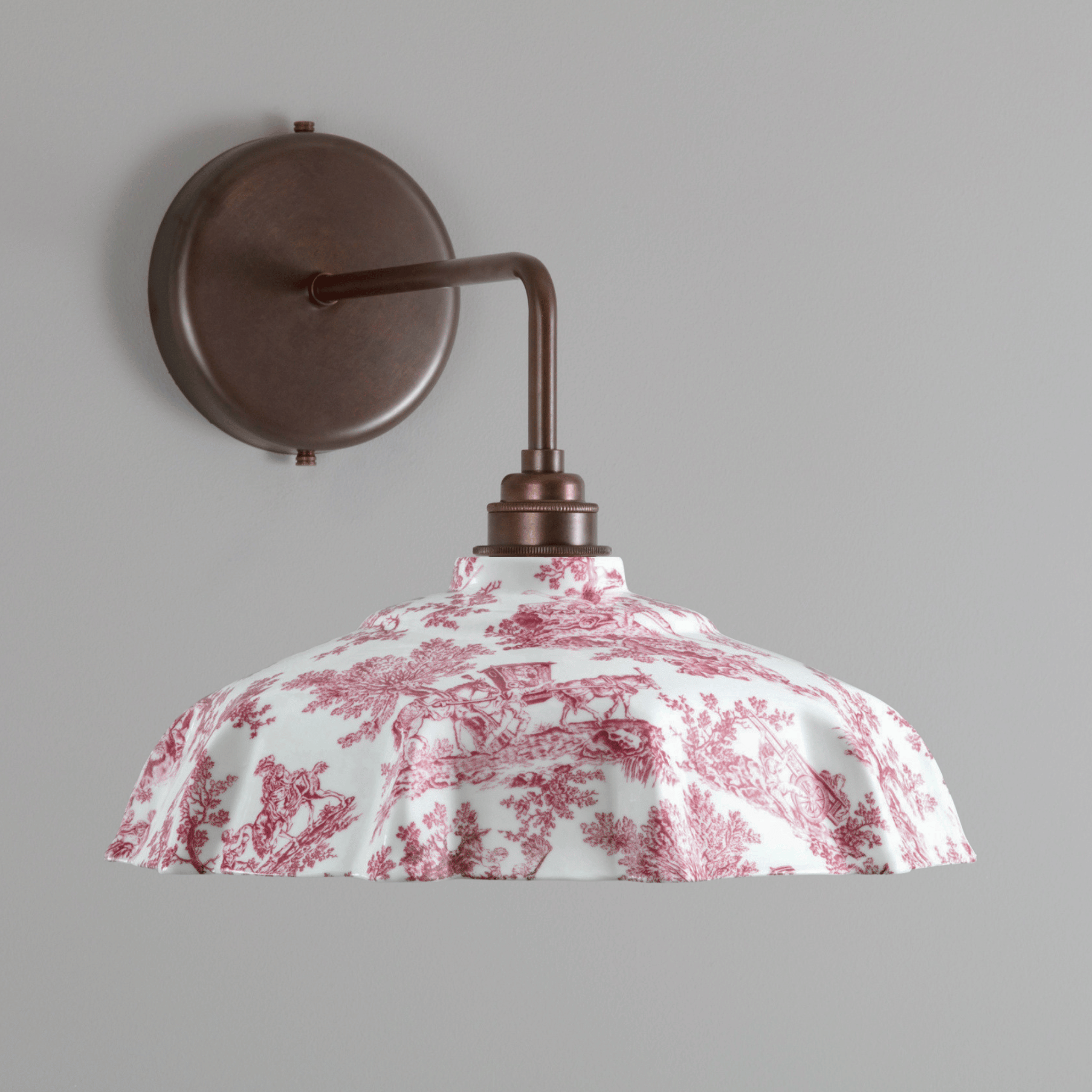 Campbell Claret Toile du Jouy Pattern Wall Light