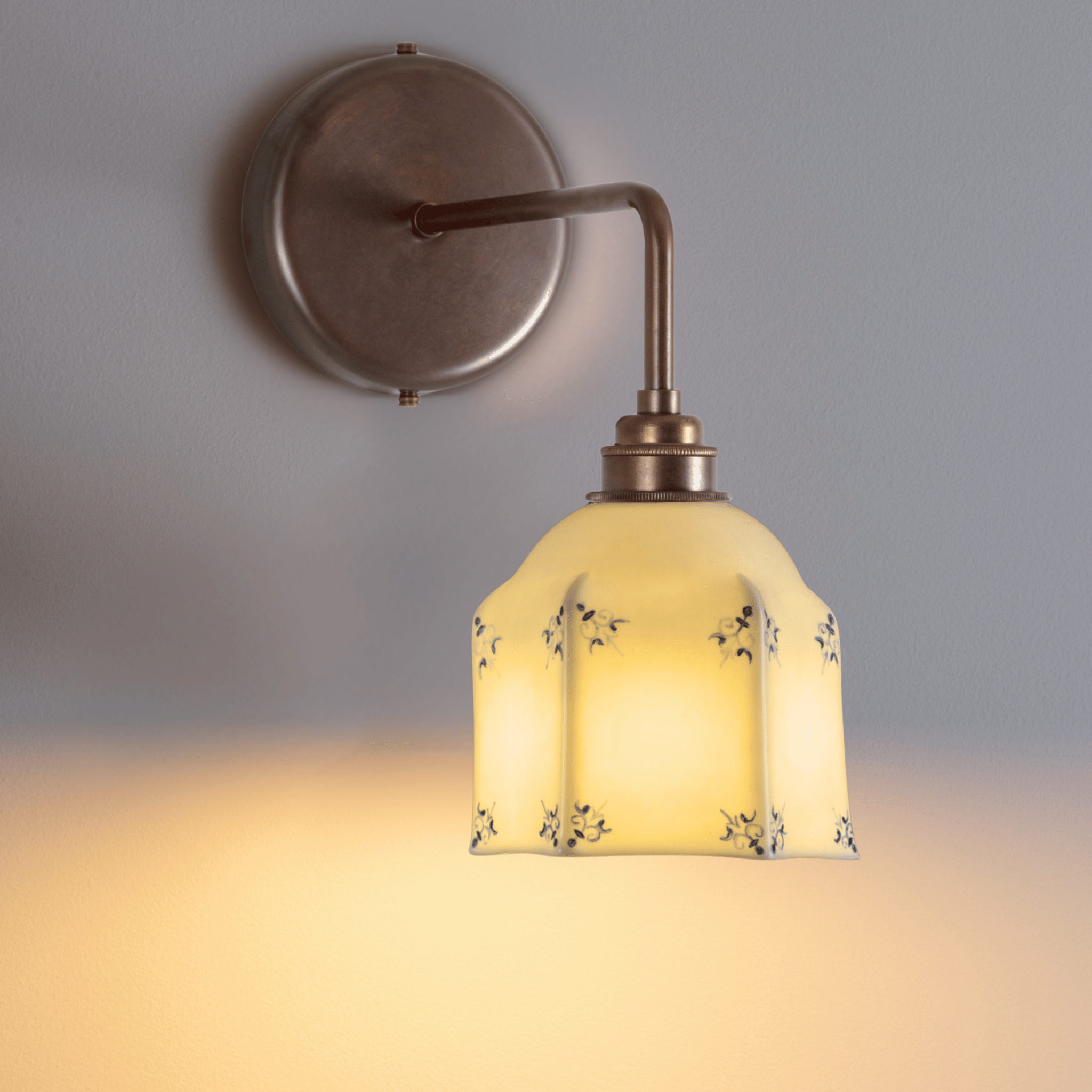 Raglan Fine Bone China Wall Light with Hand-Painted Delft Design