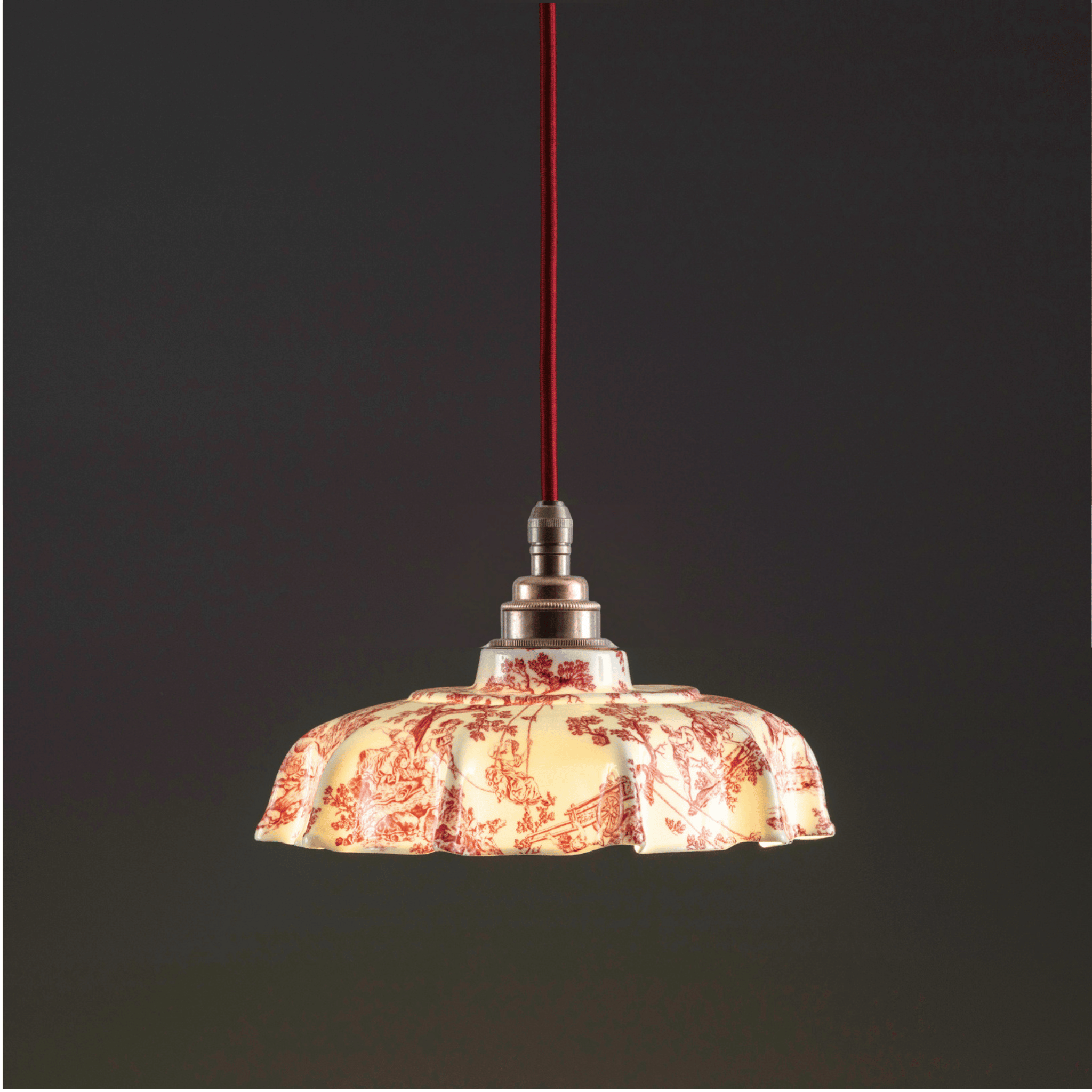 NEW Campbell Claret Toile du Jouy Pattern Pendant