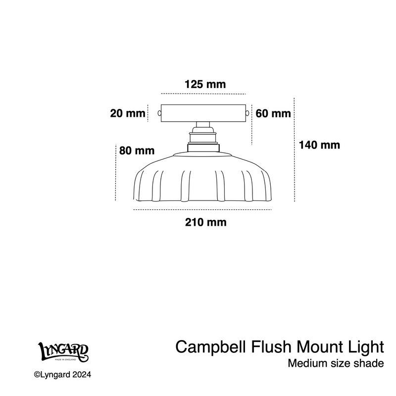 Campbell Pea Green Hand painted Trim Flush Mount Light specifications