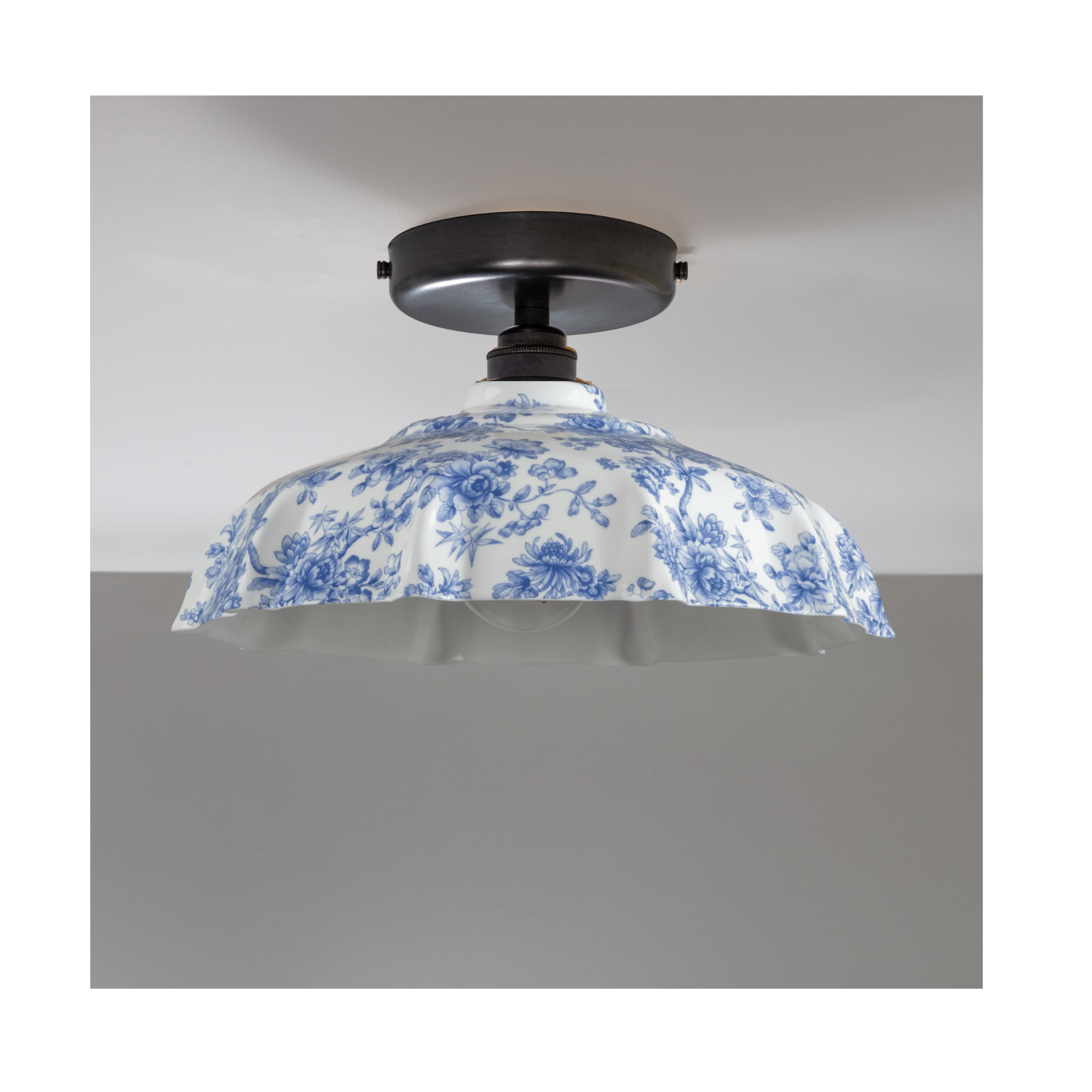 BATHROOM Blue Imari Campbell Pattern Flush Mount Light