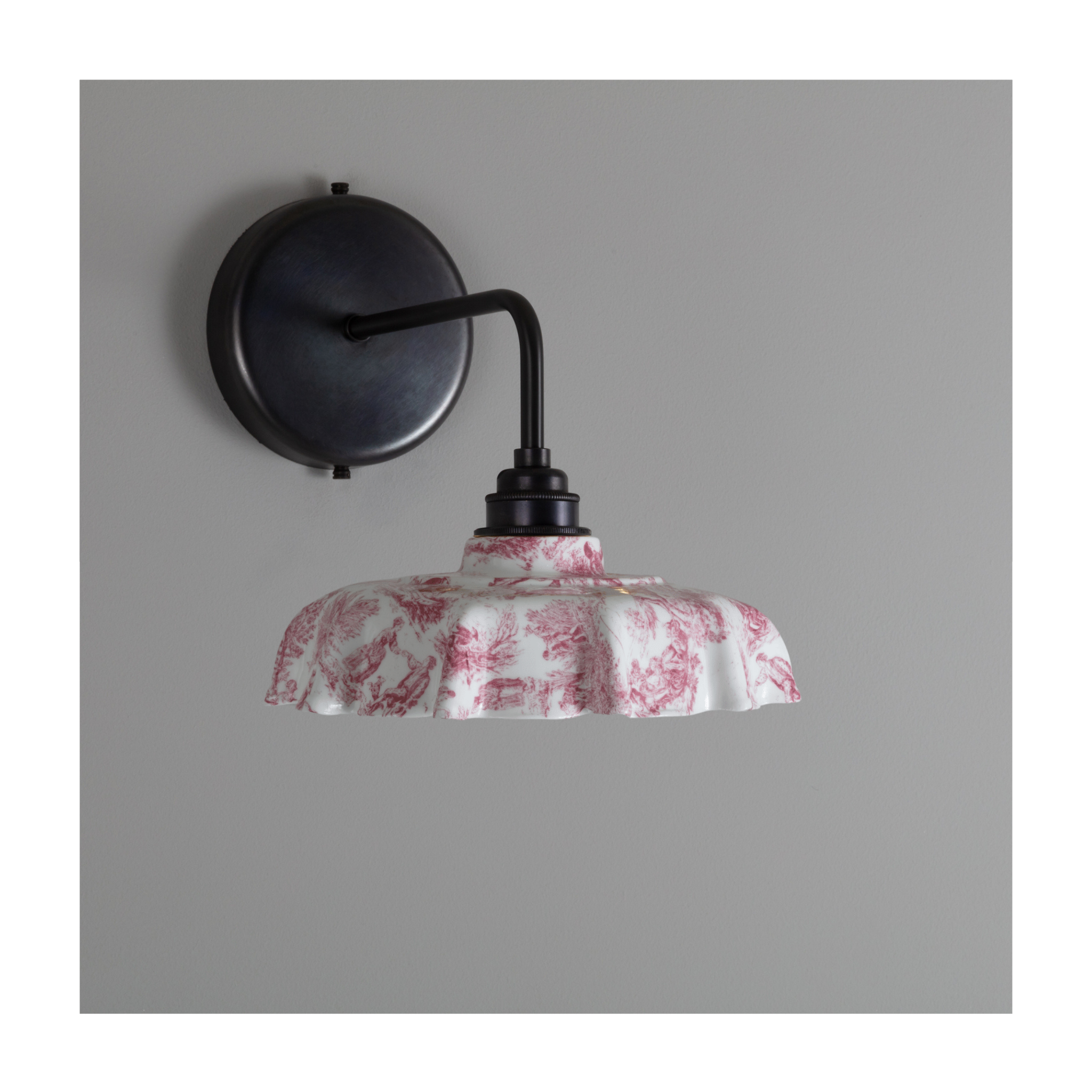 BATHROOM Claret Toile du Jouy Campbell Pattern Wall Light