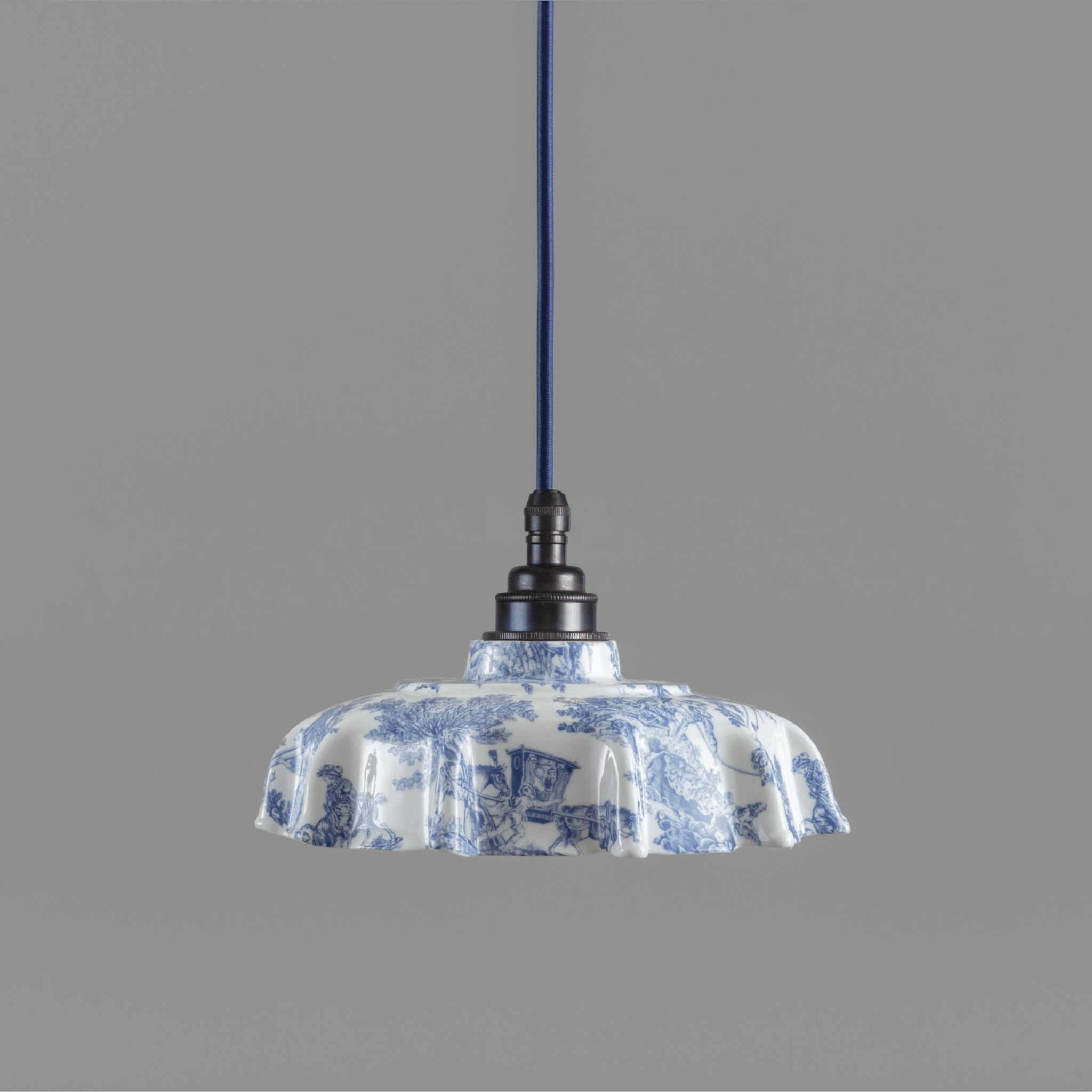 NEW Campbell Blue Toile du Jouy Pattern Pendant