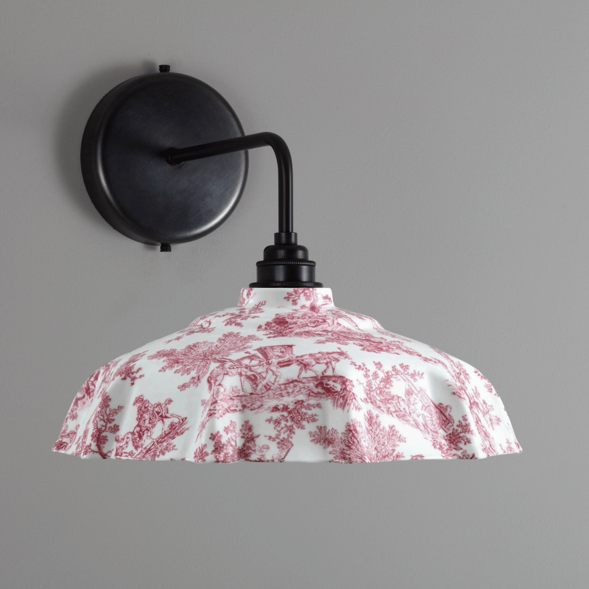 Campbell Claret Toile du Jouy Pattern Wall Light