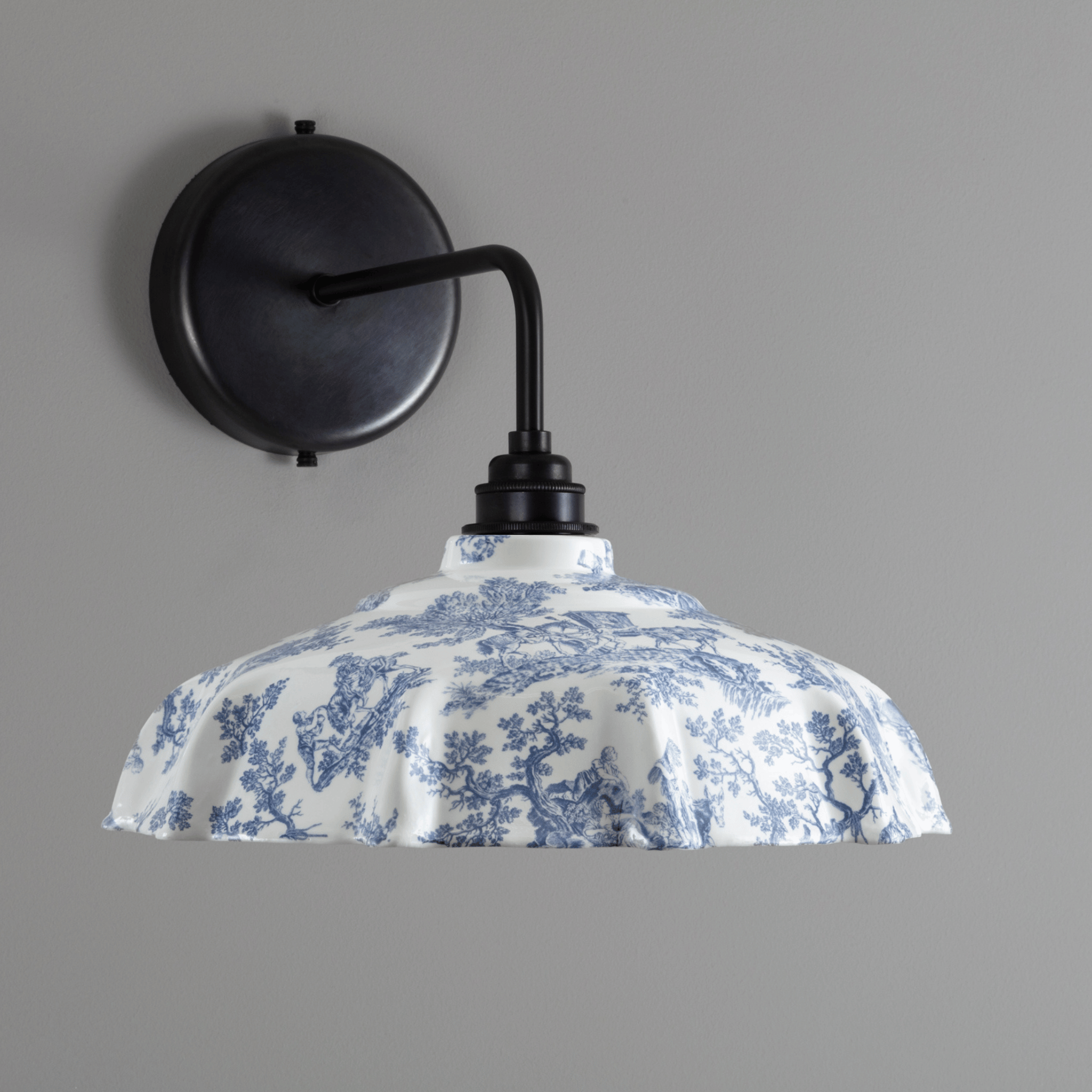 Campbell Blue Toile du Jouy Pattern Wall Light