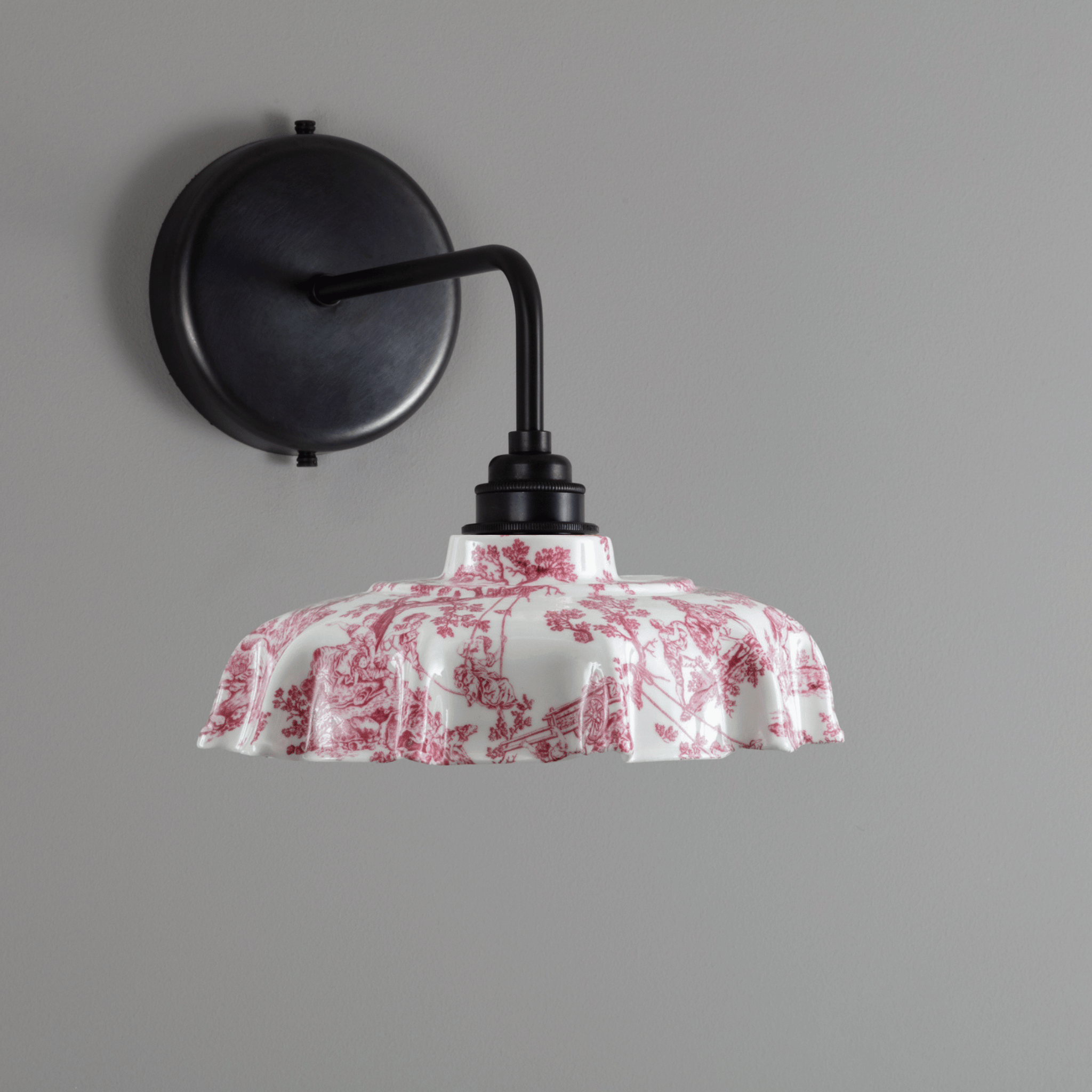 Campbell Claret Toile du Jouy Pattern Wall Light