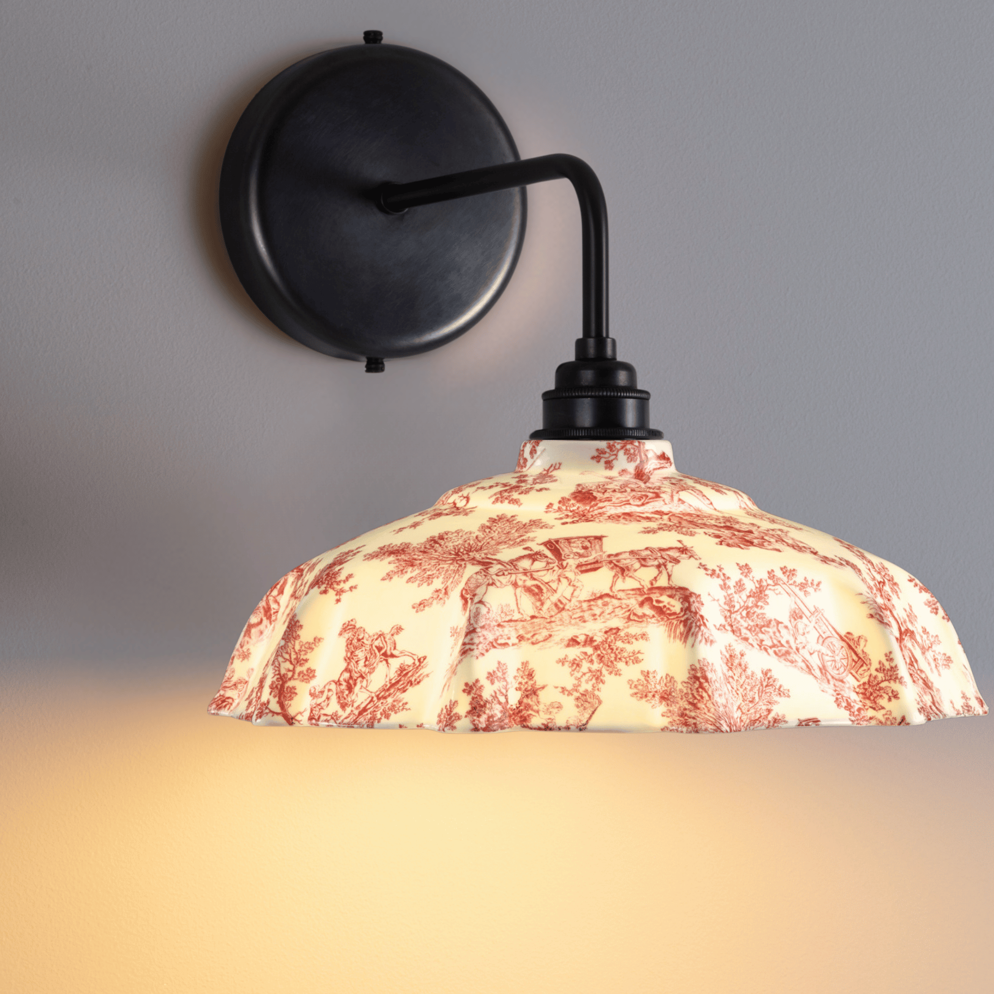 Campbell Claret Toile du Jouy Pattern Wall Light