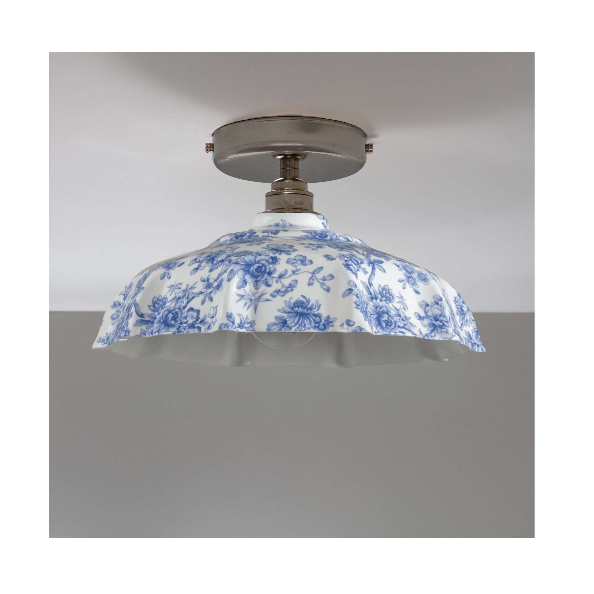 BATHROOM Blue Imari Campbell Pattern Flush Mount Light
