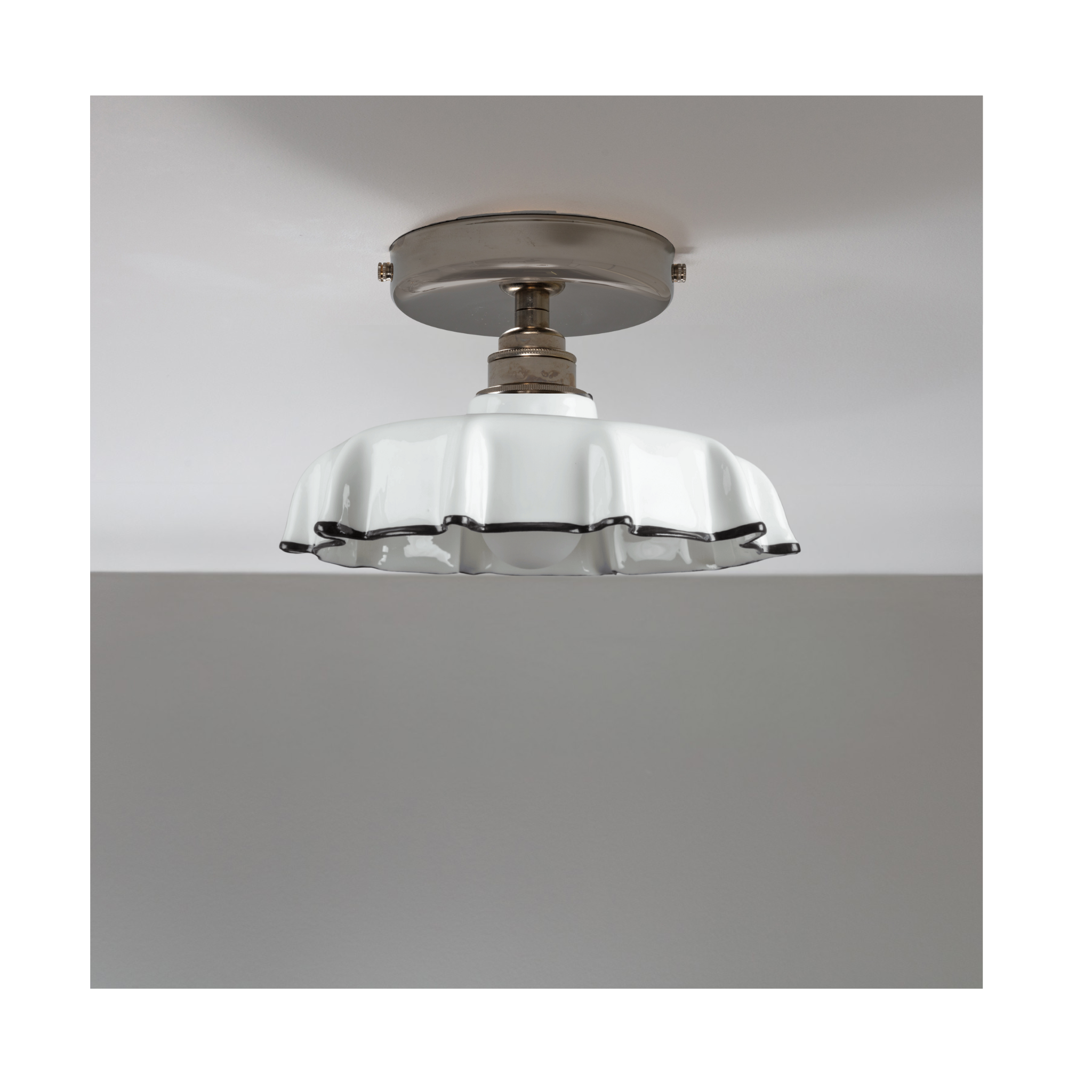 Campbell Fine Bone China Flush Mount with Black Hand-Painted Trim