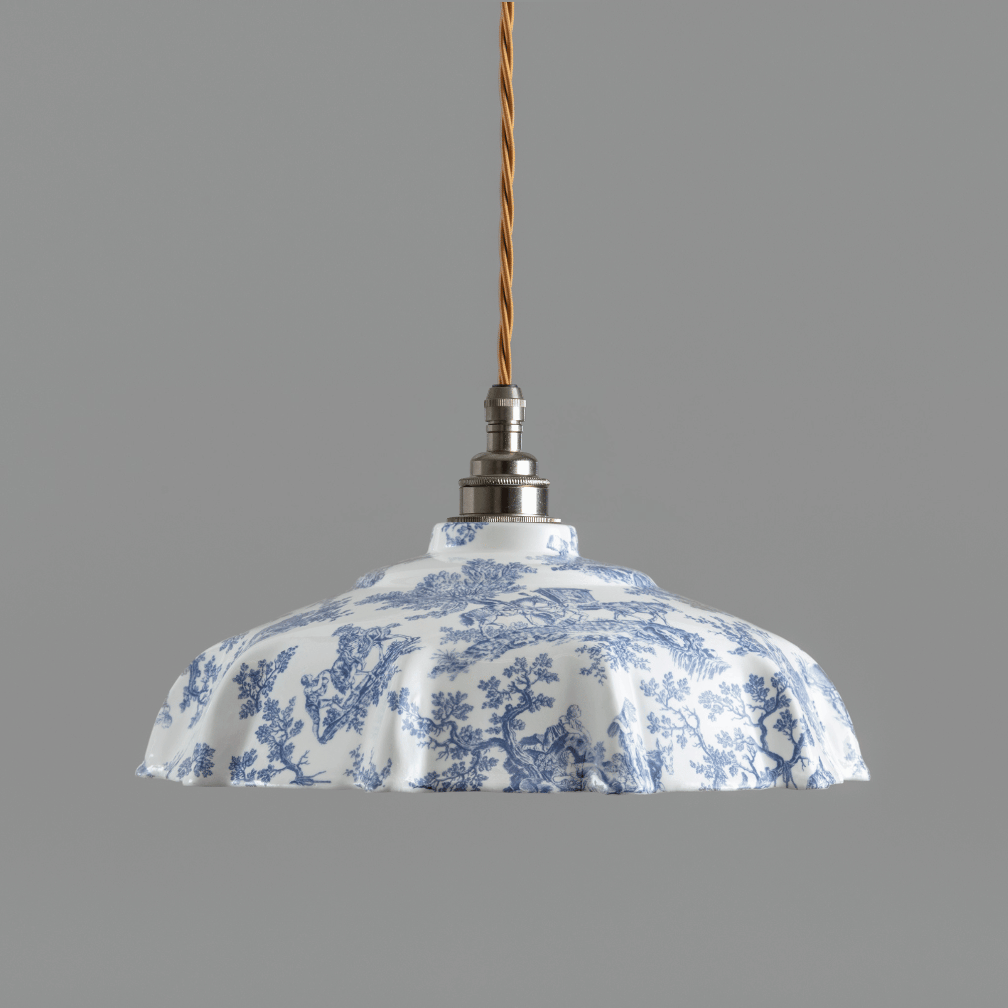 NEW Campbell Blue Toile du Jouy Pattern Pendant