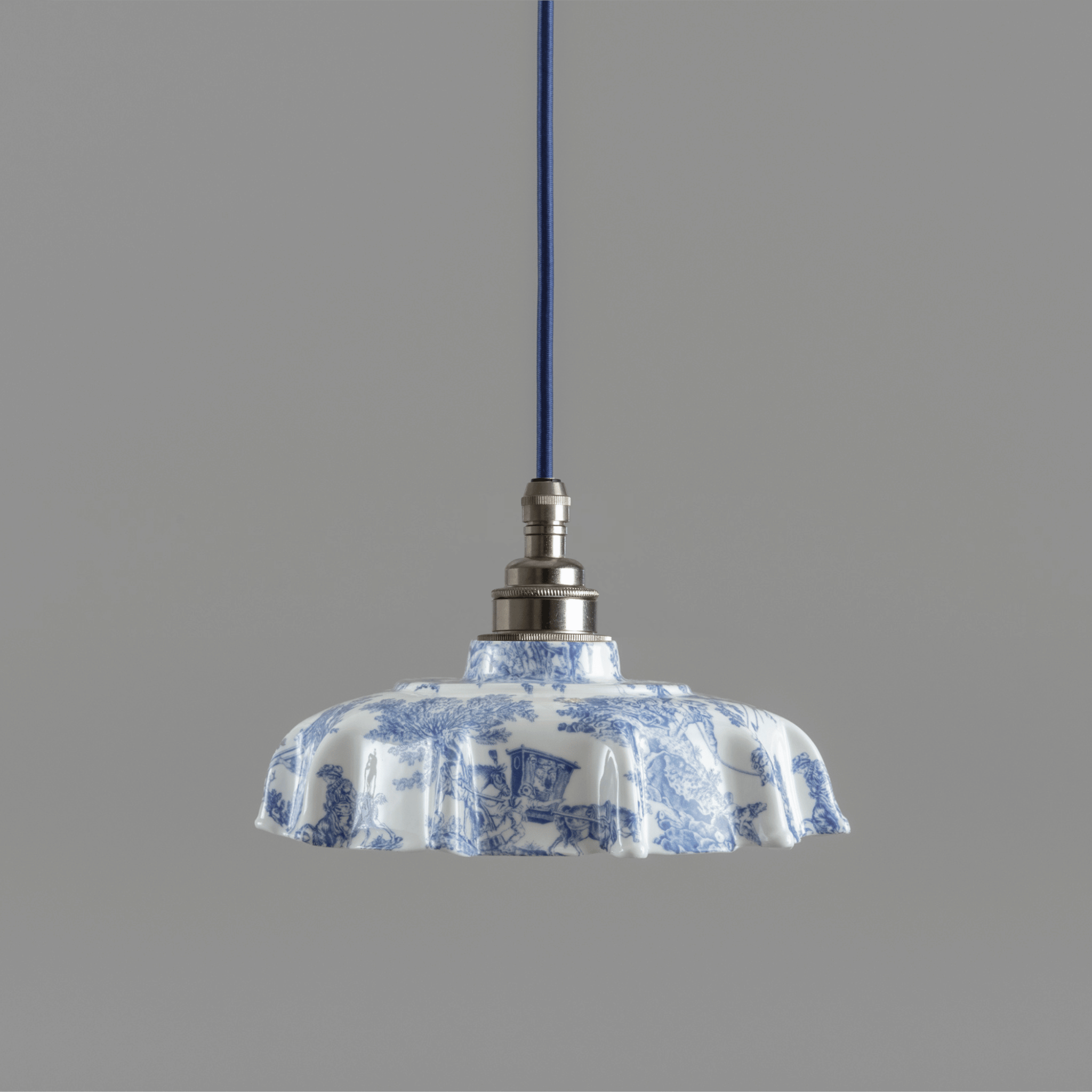 NEW Campbell Blue Toile du Jouy Pattern Pendant