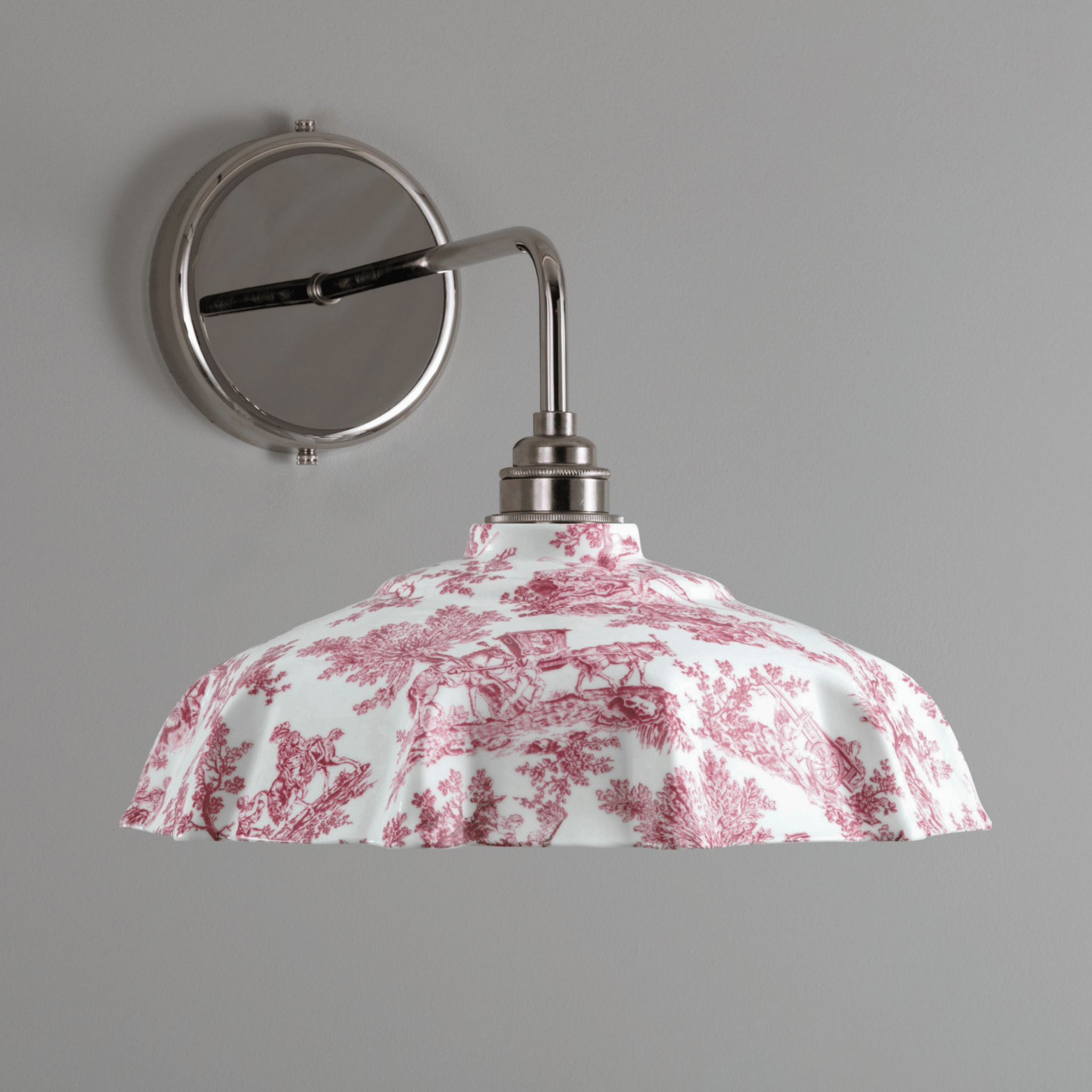 Campbell Claret Toile du Jouy Pattern Wall Light