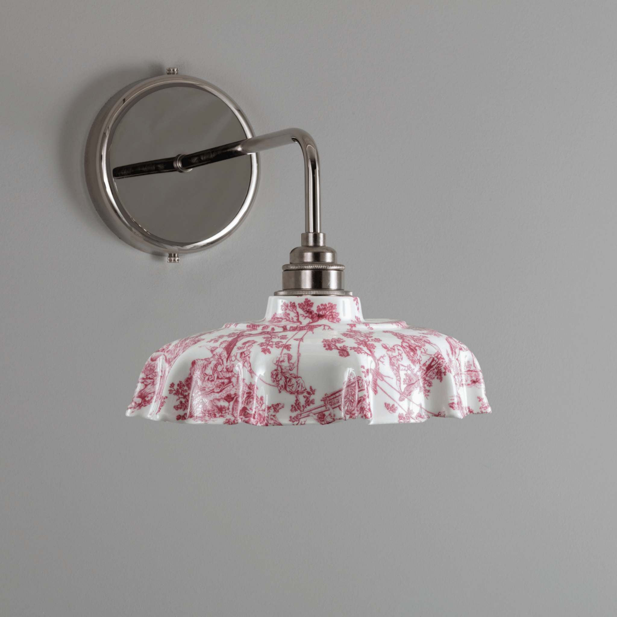 Campbell Claret Toile du Jouy Pattern Wall Light