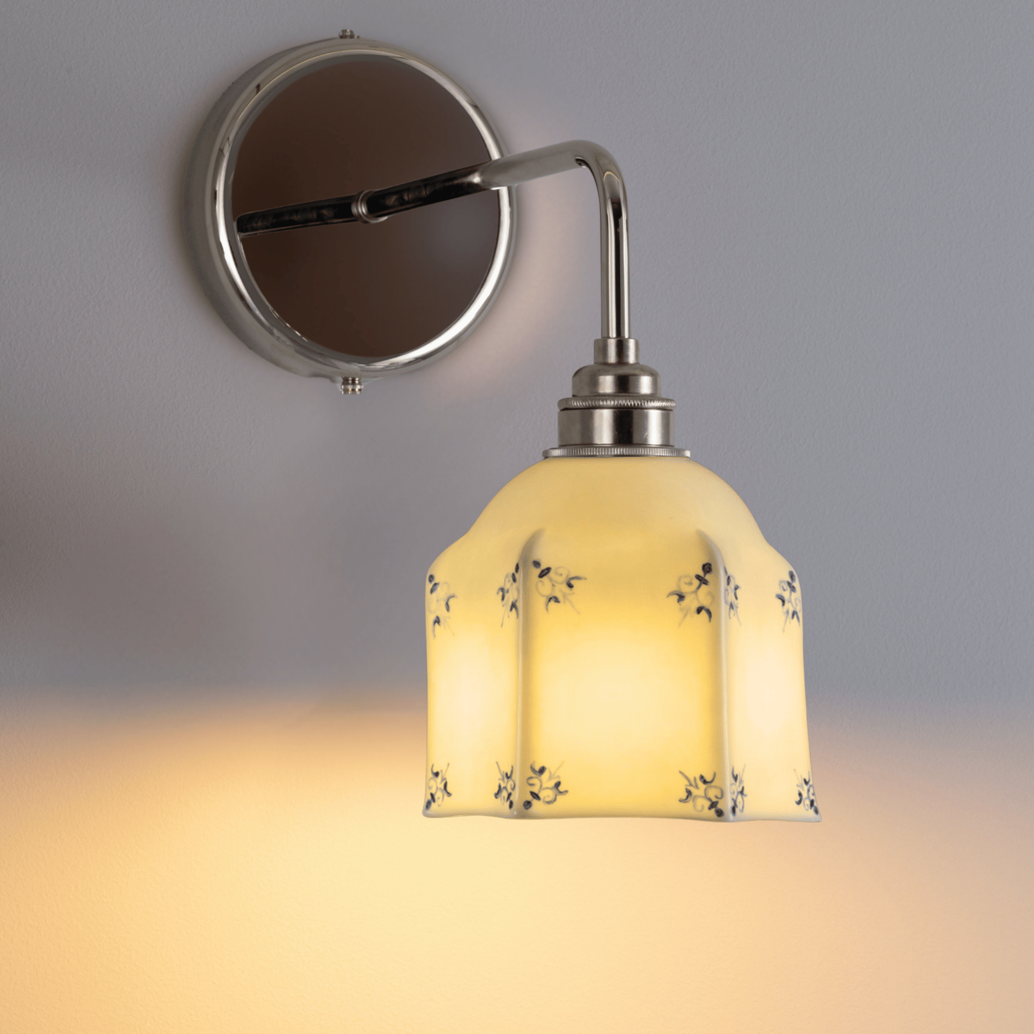 Raglan Fine Bone China Wall Light with Hand-Painted Delft Design