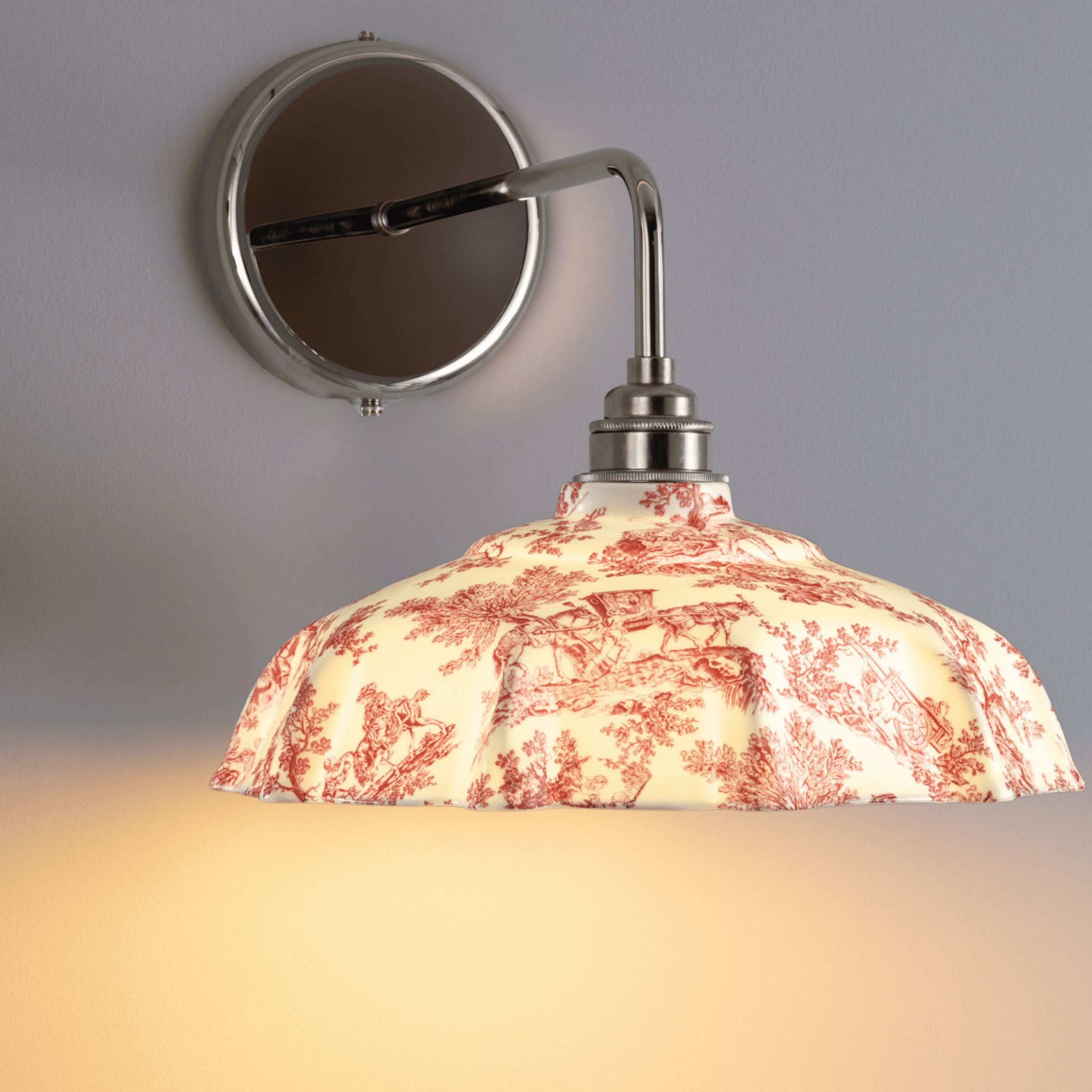 Campbell Claret Toile du Jouy Pattern Wall Light