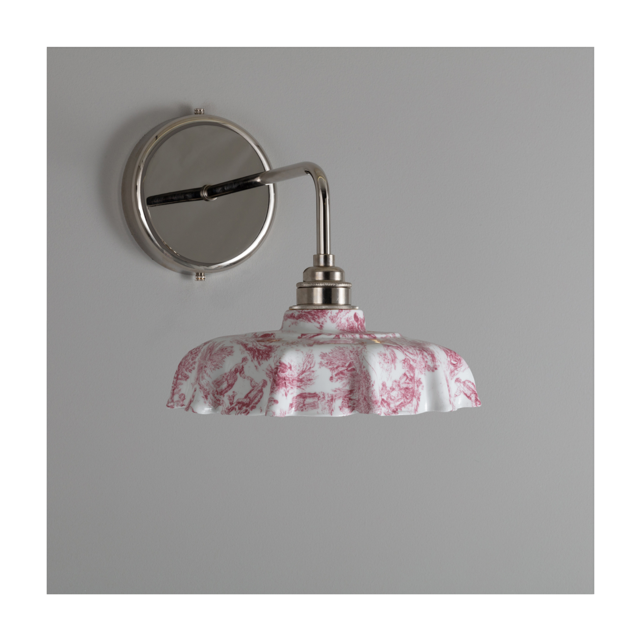 Campbell Claret Toile du Jouy Pattern Wall Light