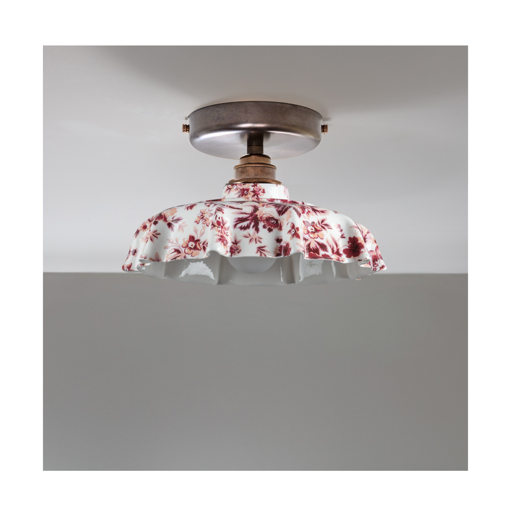 BATHROOM Claret Epoque Florale Campbell Pattern Flush Mount Light