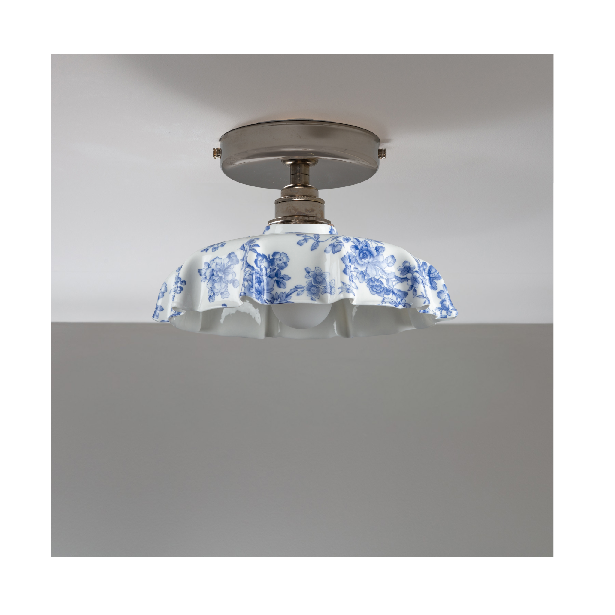 BATHROOM Blue Imari Campbell Pattern Flush Mount Light