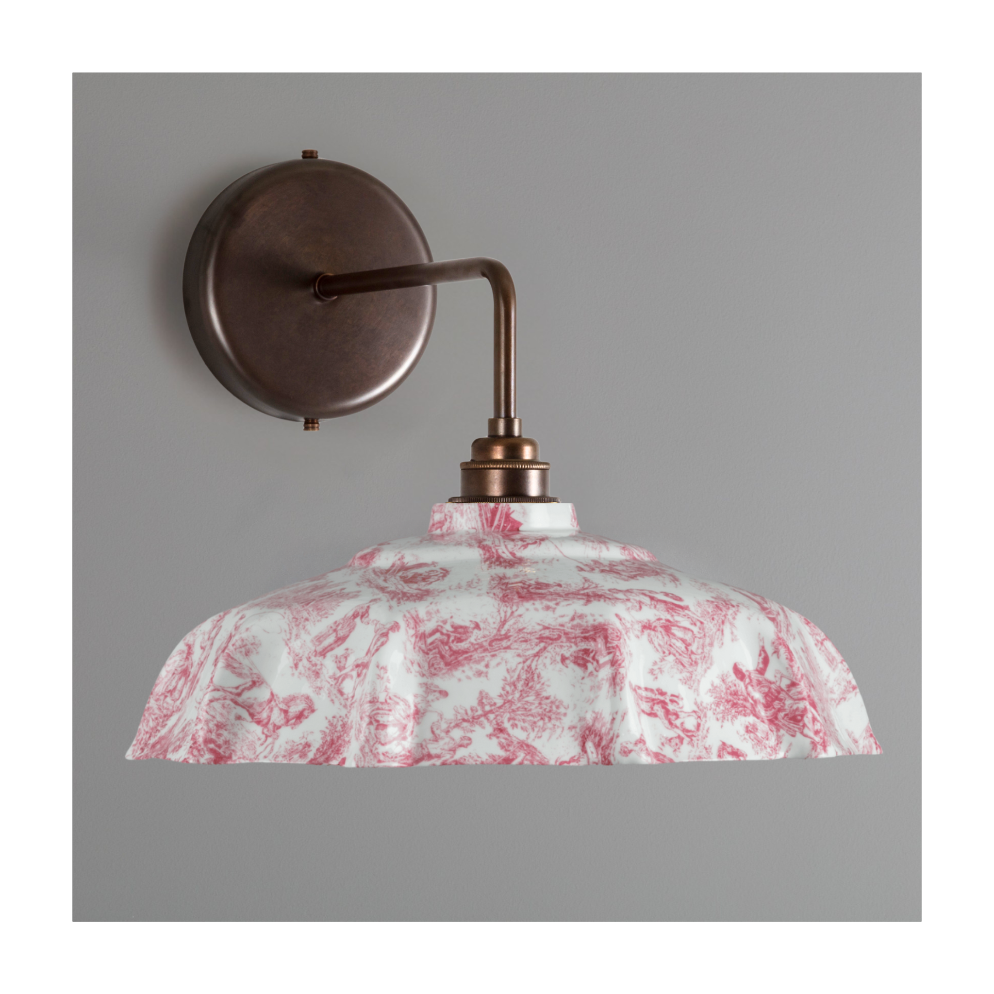 Campbell Claret Toile du Jouy Pattern Wall Light