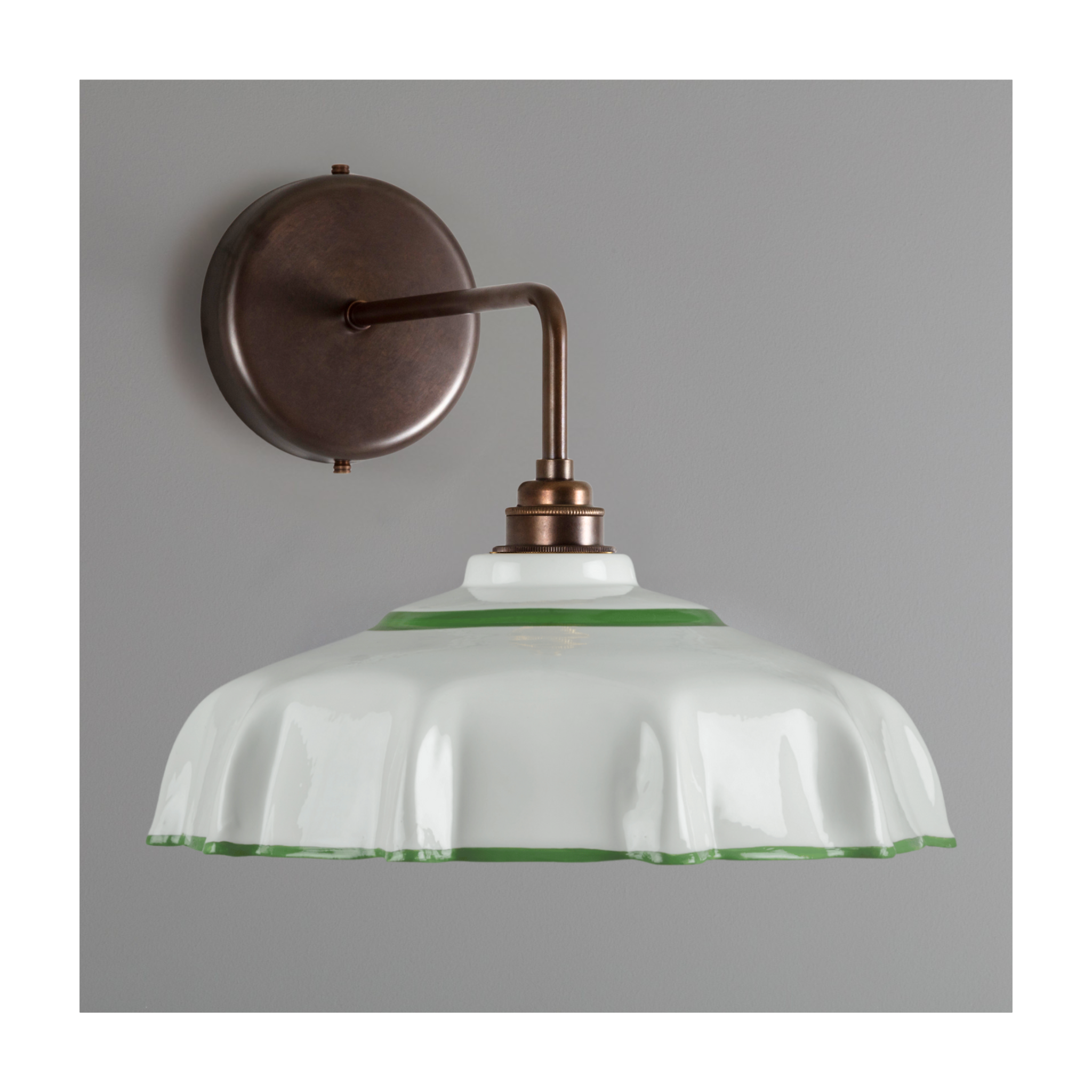 BATHROOM Pea Green Campbell Hand-painted Trim Wall Light
