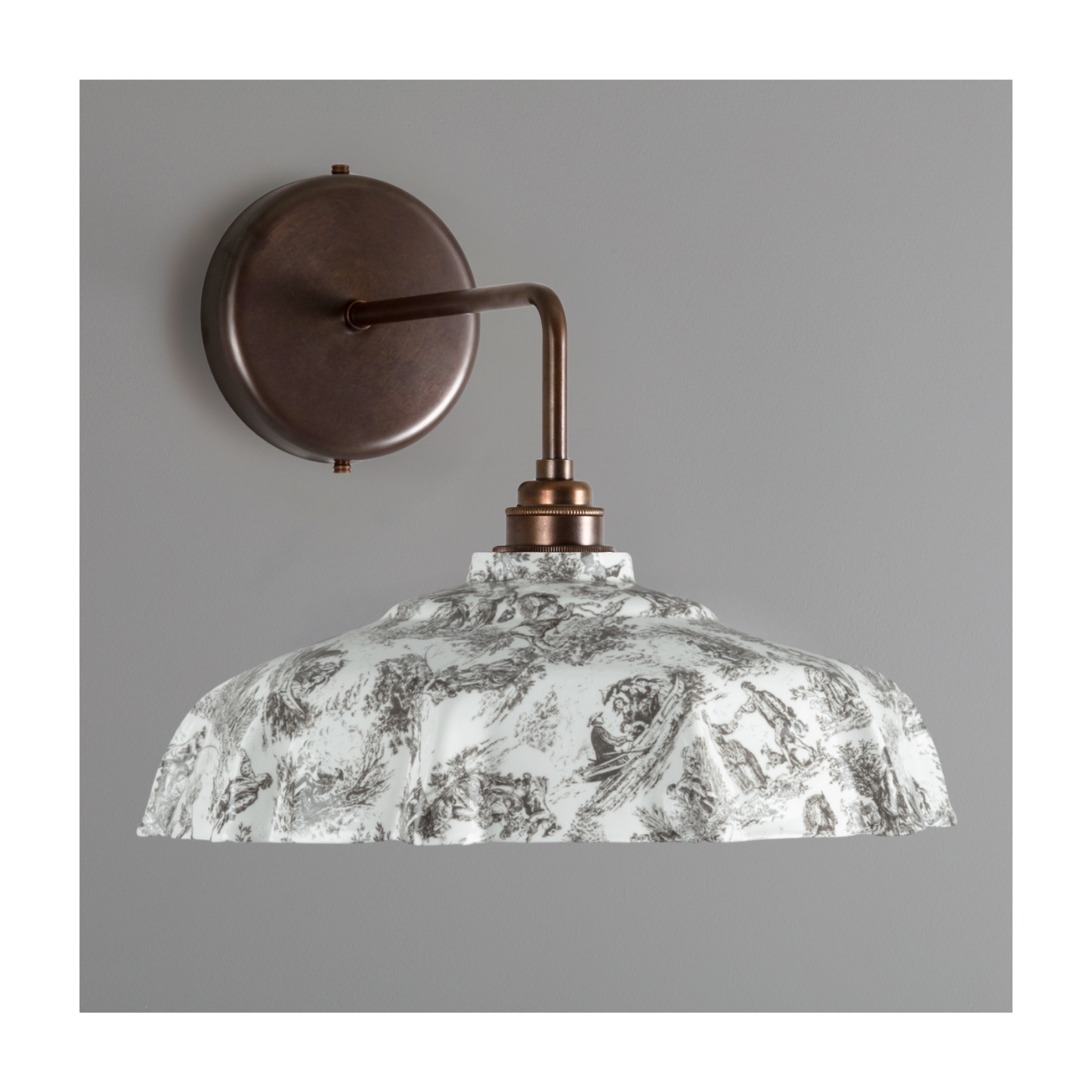 BATHROOM Black Toile du Jouy Campbell Pattern Wall Light
