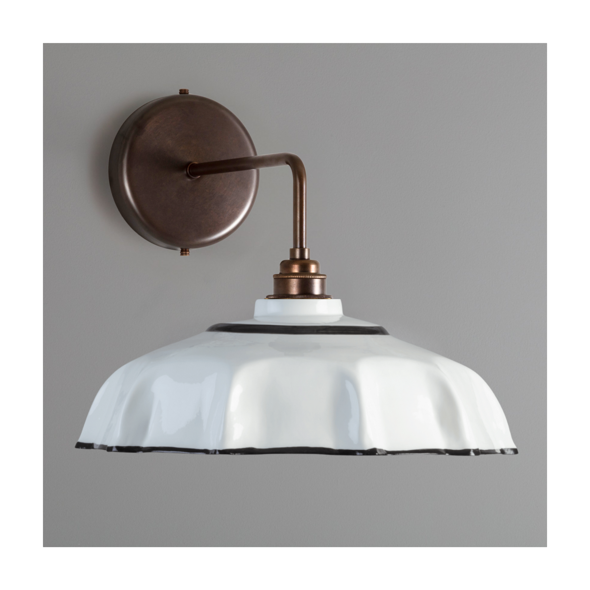 Campbell Bone China Wall Light with Black Hand-Painted Trim