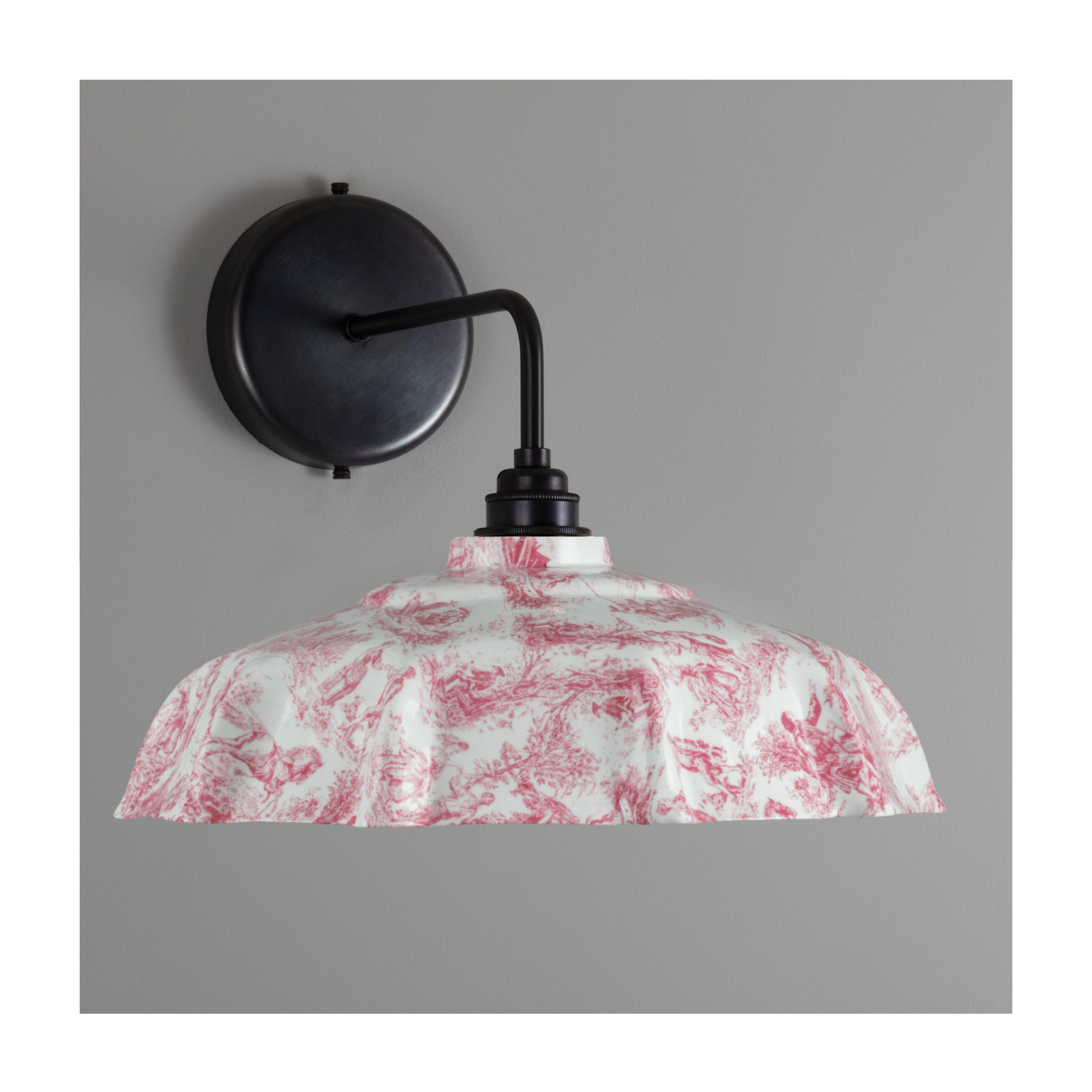 Campbell Claret Toile du Jouy Pattern Wall Light