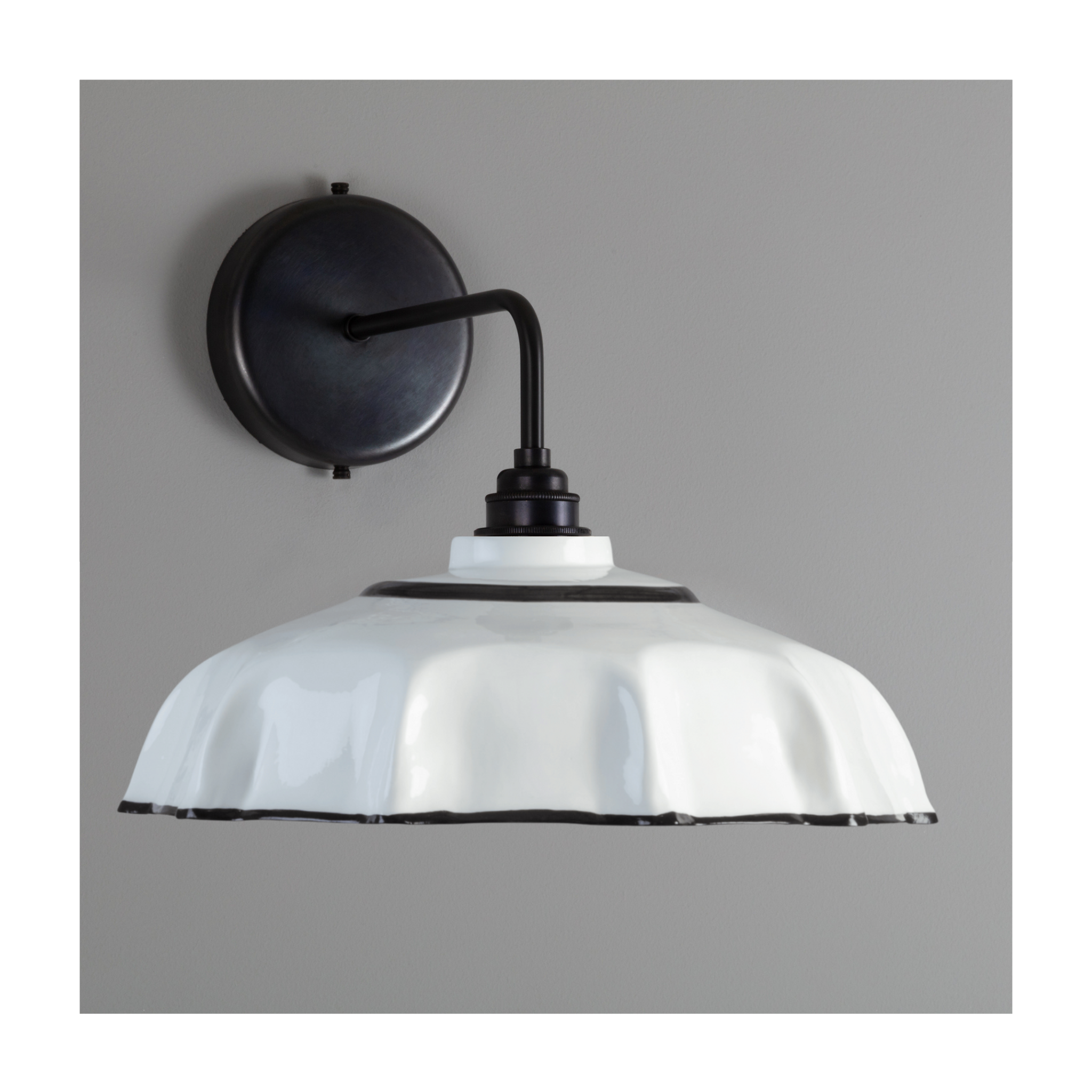 Campbell Bone China Wall Light with Black Hand-Painted Trim