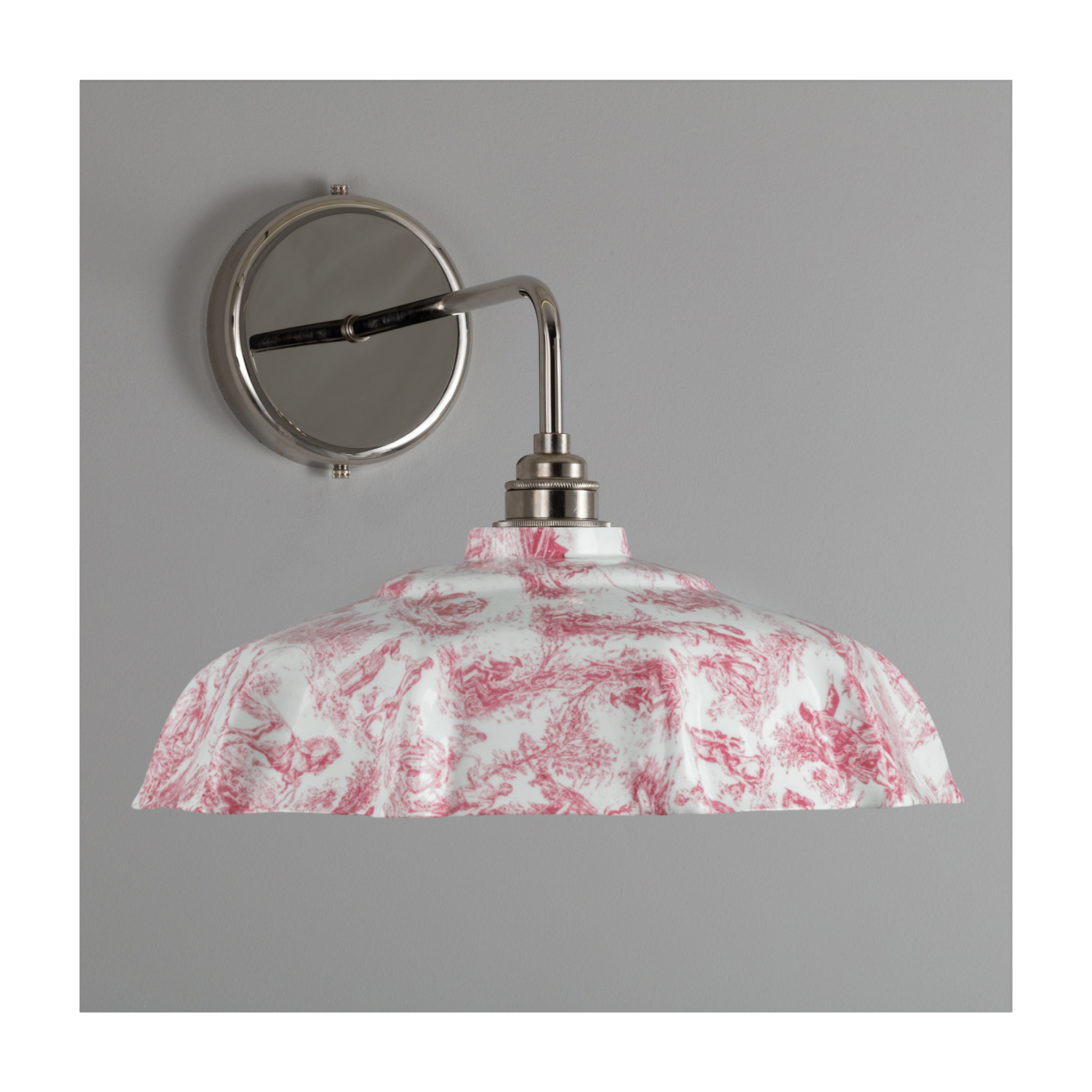 Campbell Claret Toile du Jouy Pattern Wall Light