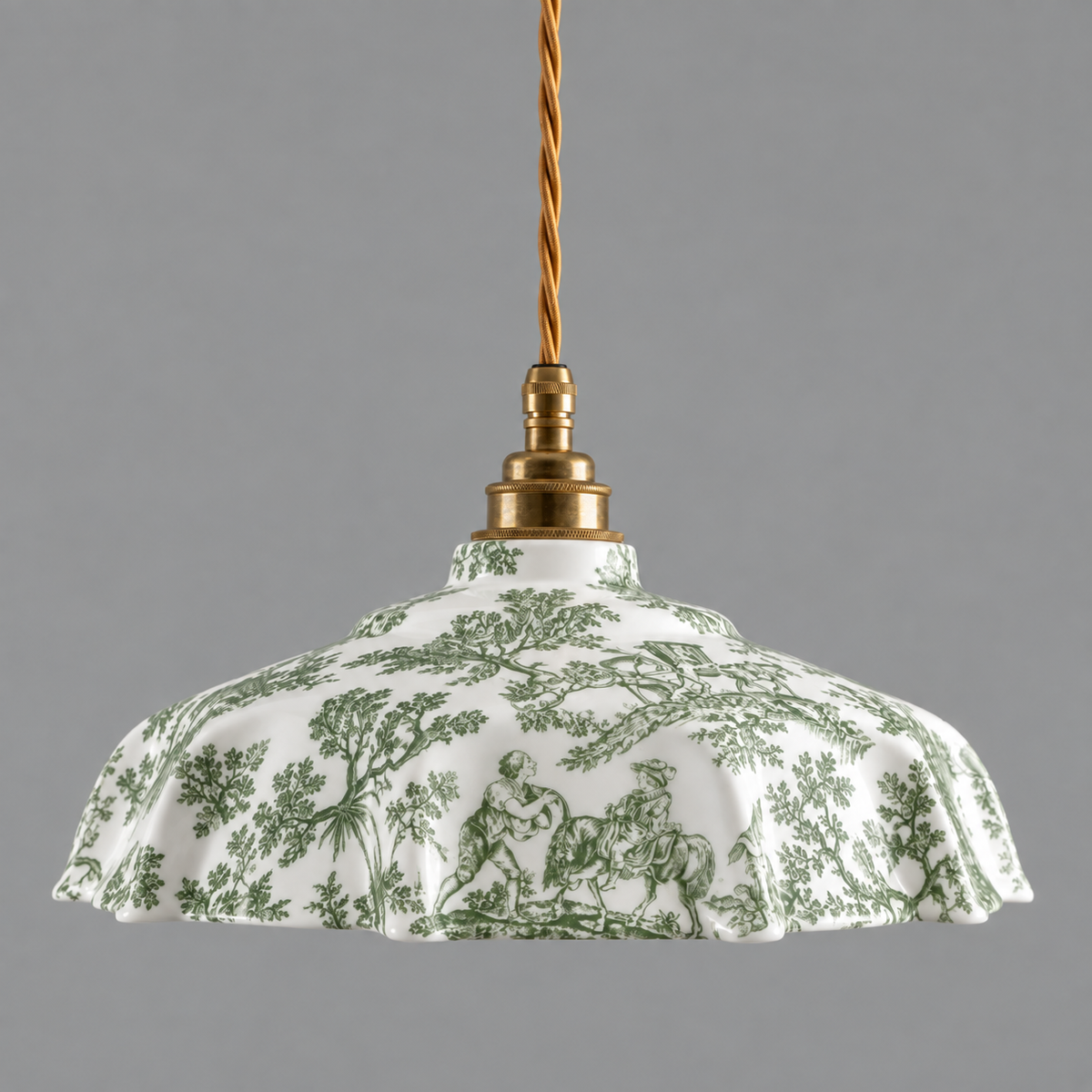 NEW Campbell Green Toile du Jouy Pattern Pendant